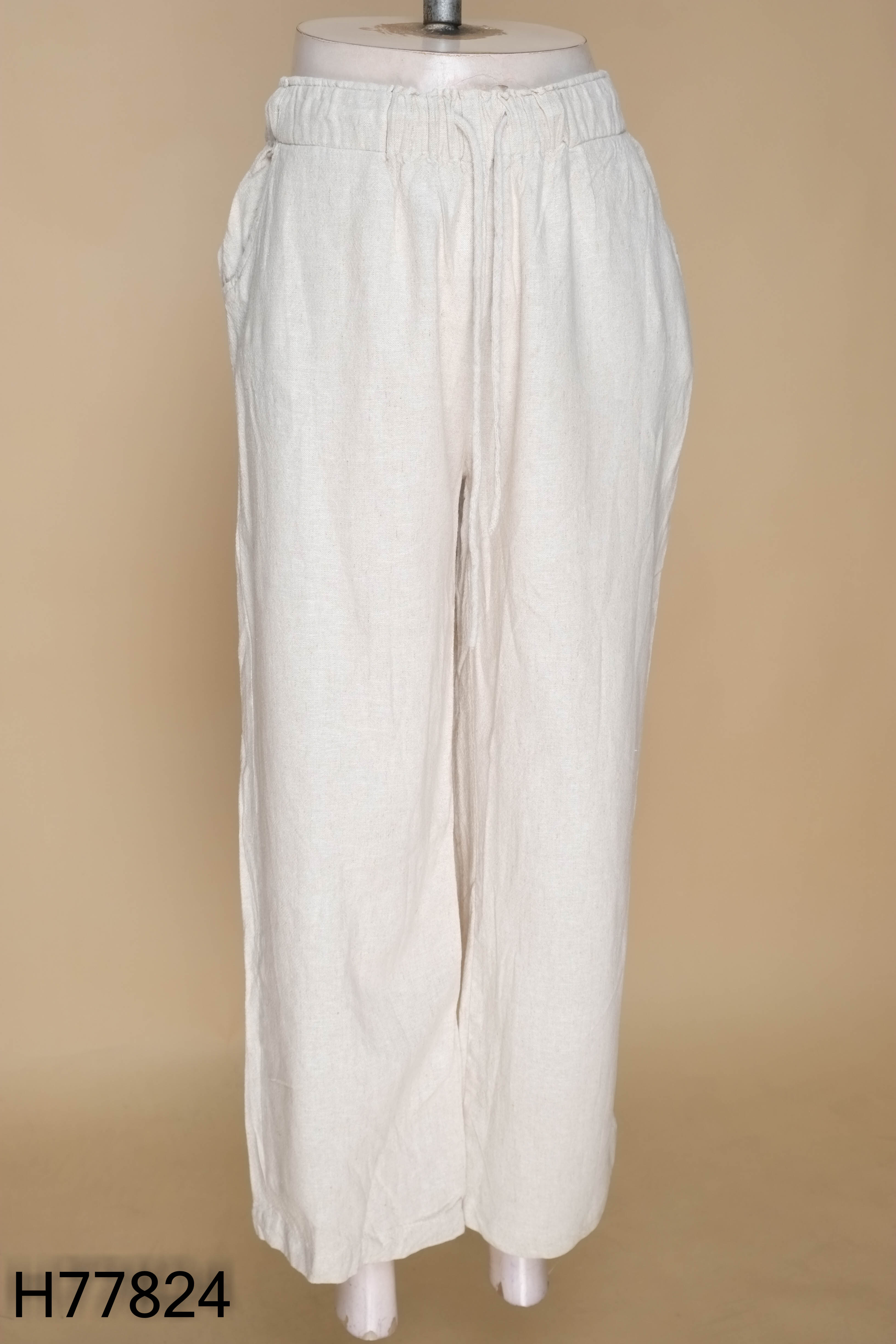 Quần linen be eo chun