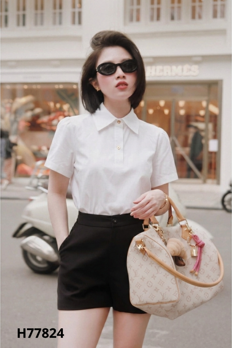 Áo sơ mi BOHEE trắng ngắn tay