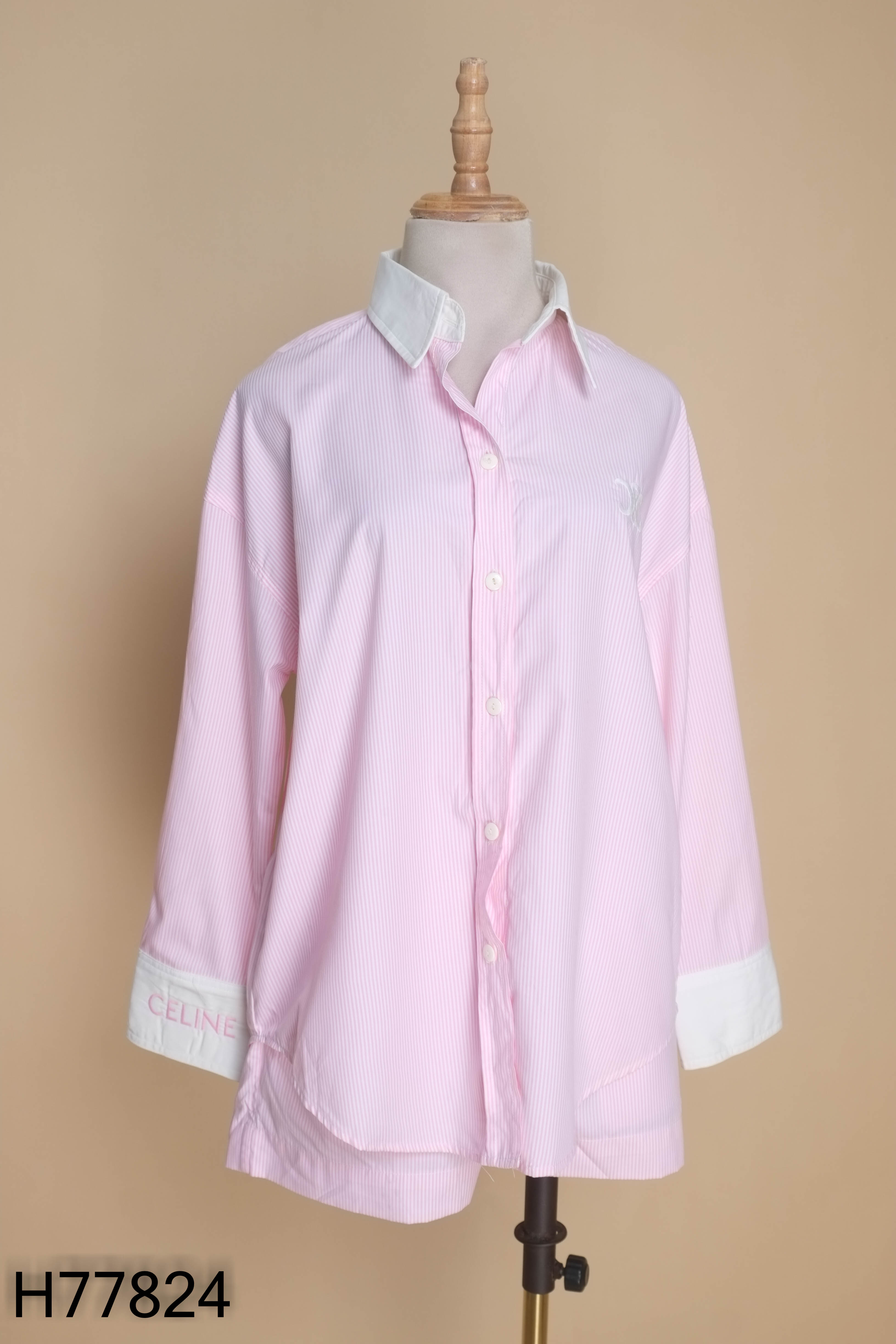 Set Áo sơ mi K CLOSET hồng sọc + quần shorts