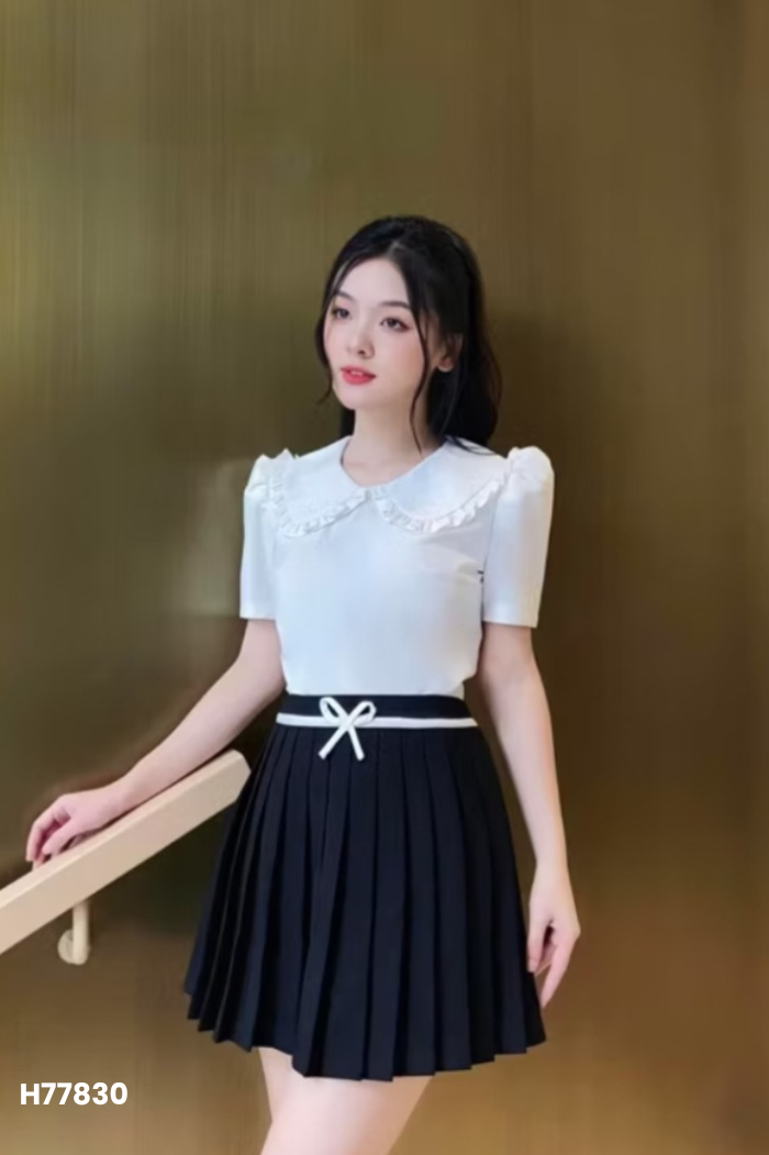 Chân váy CLARA đen nơ trắng