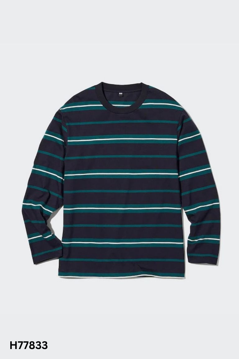 Áo UNIQLO xanh kẻ dài tay