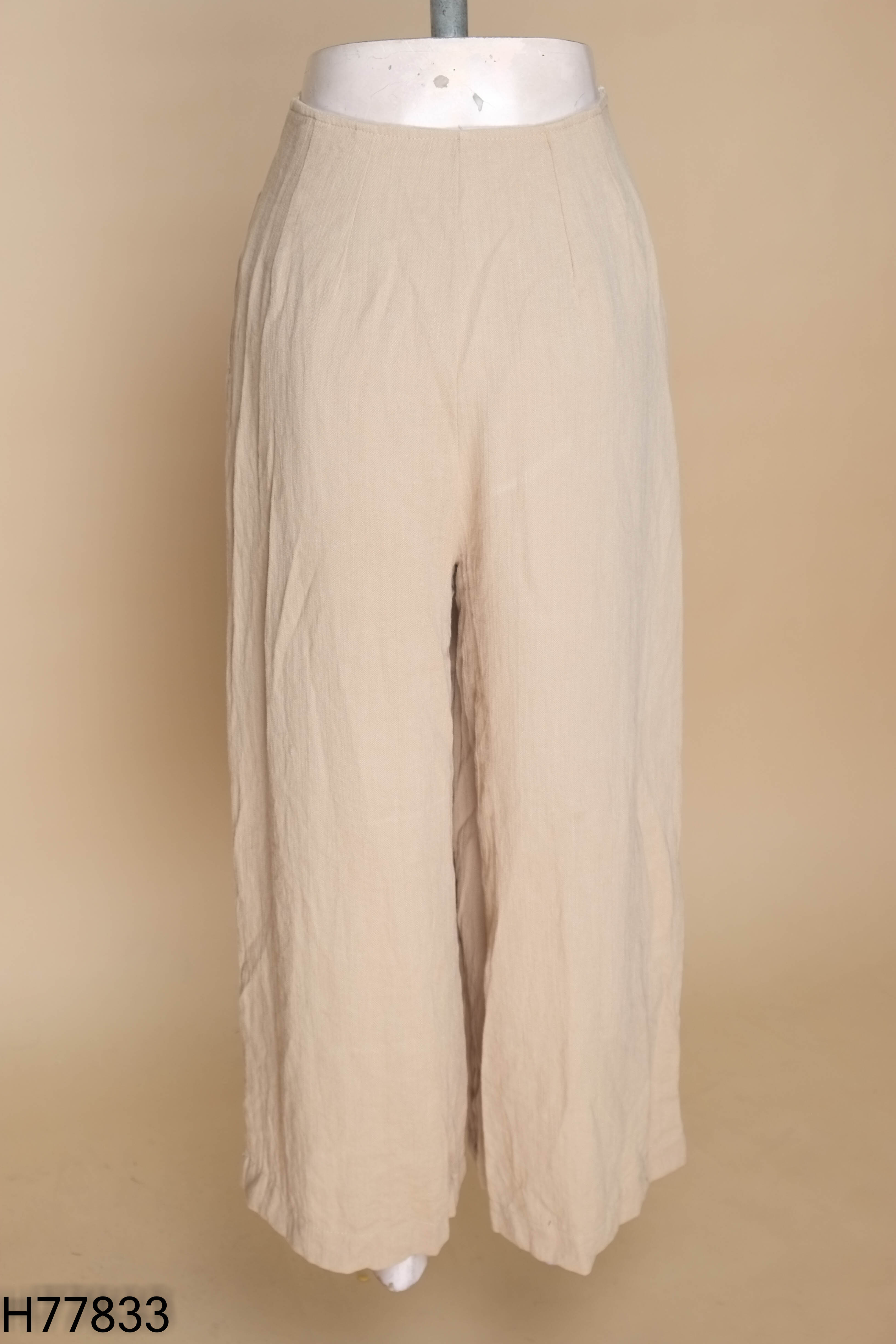 Quần linen be ống rộng