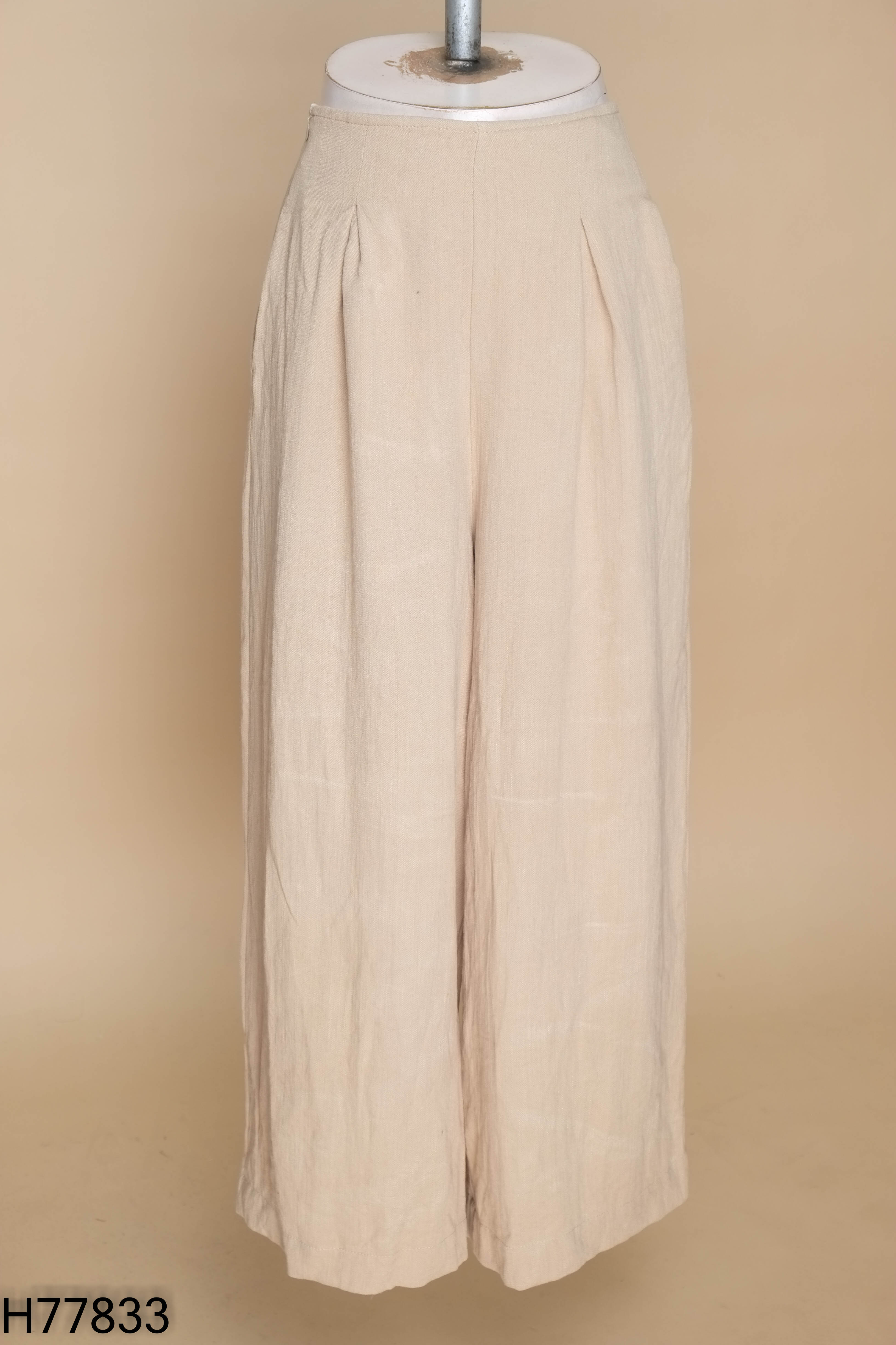 Quần linen be ống rộng