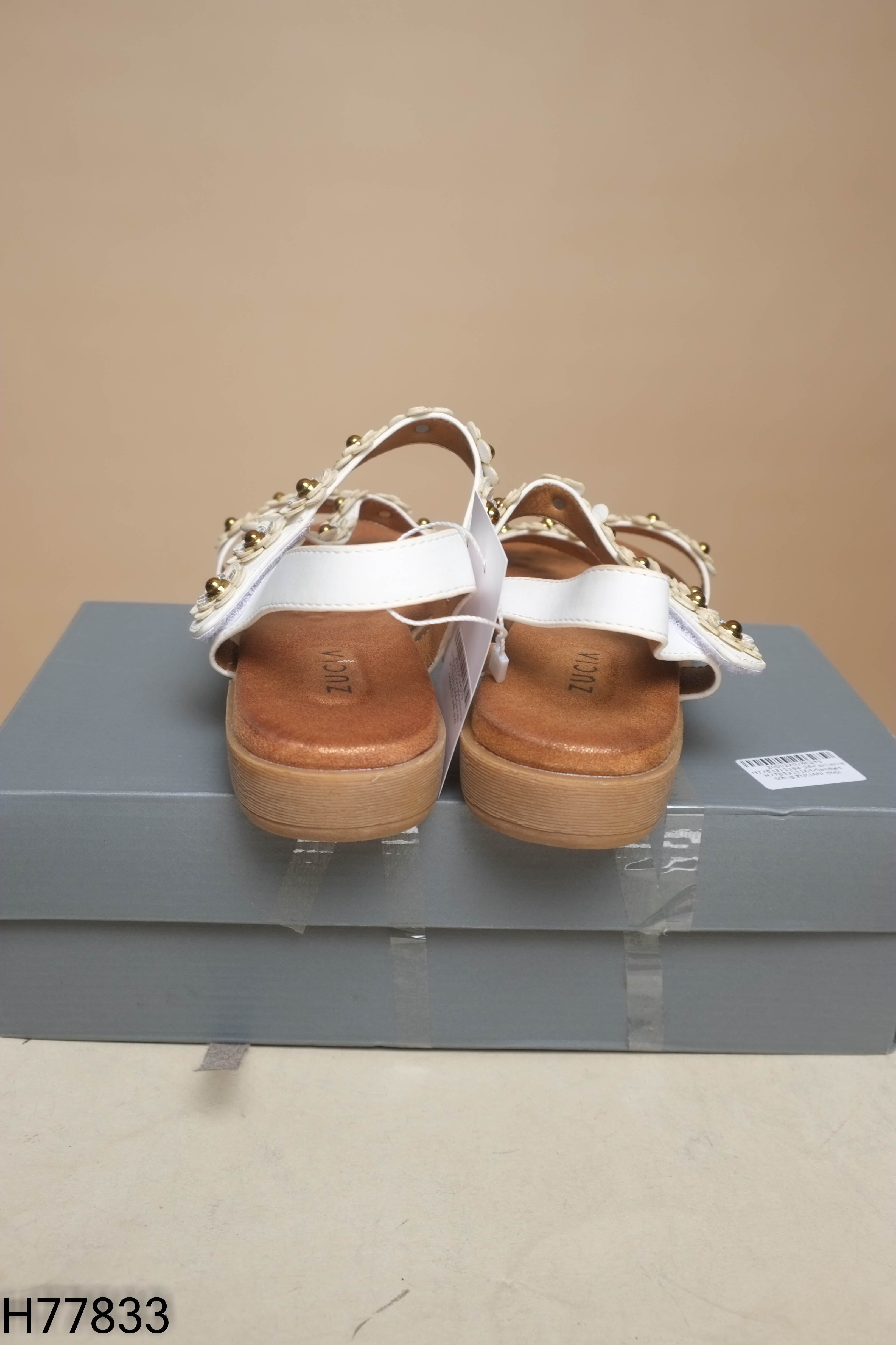 Sandals trắng ZUCIANI phối hoa