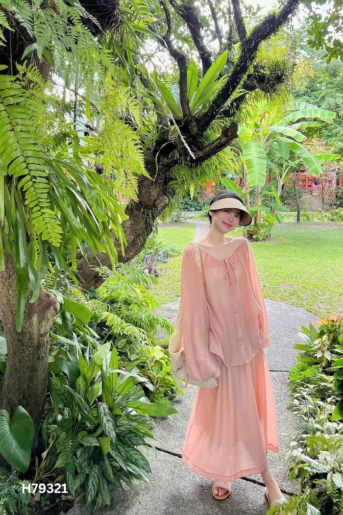 SET Áo đũi JOELLA hồng + chân váy