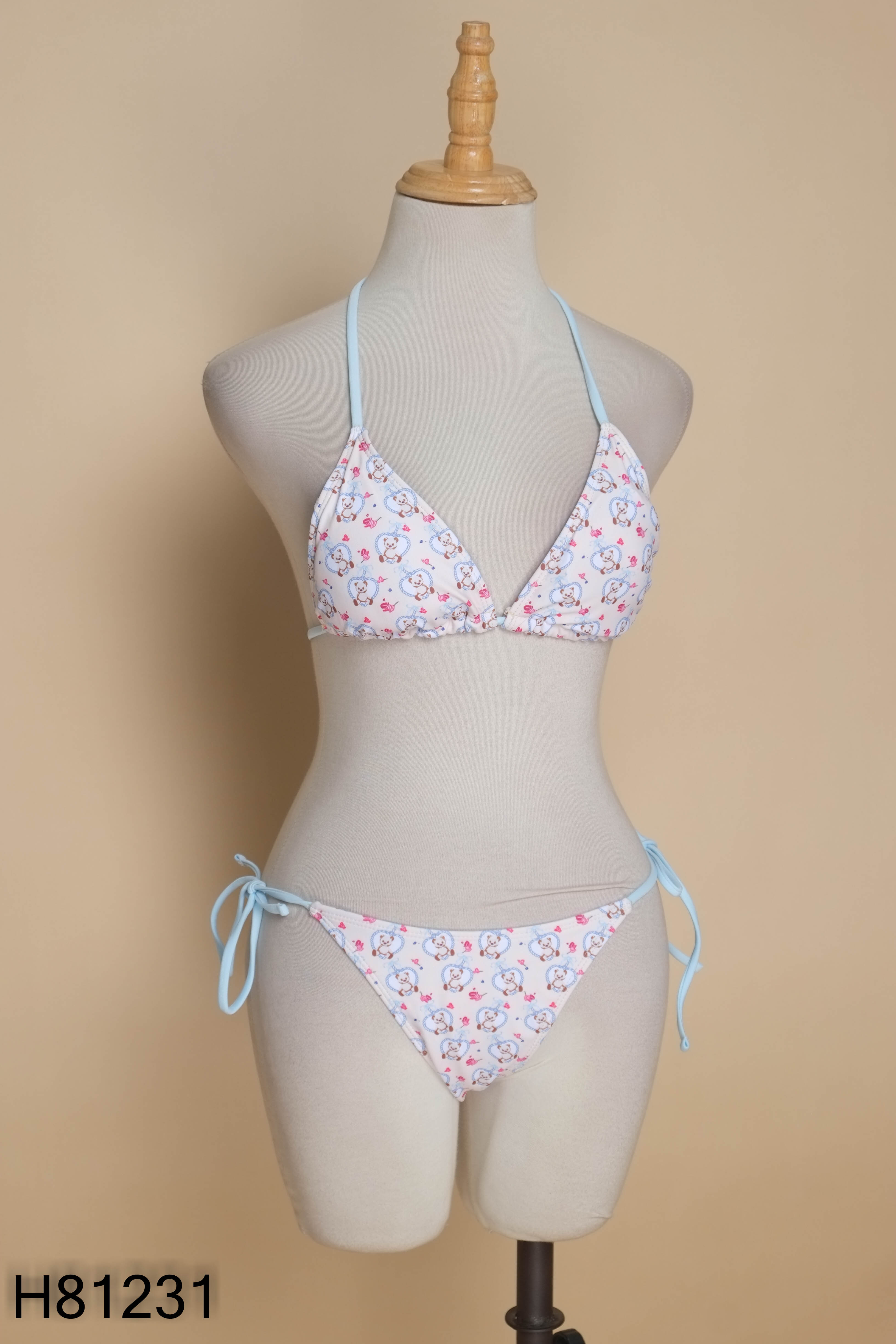Set 4 mảnh Bikini be họa tiết