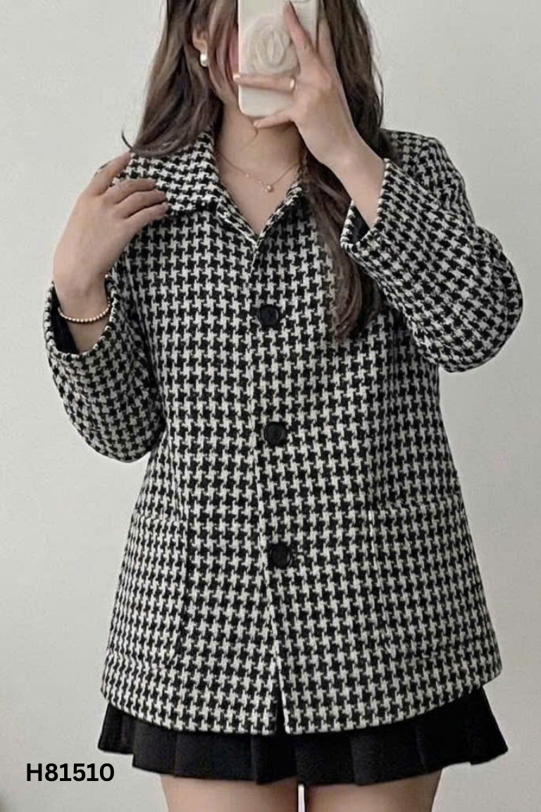 Áo khoác dạ đen trắng