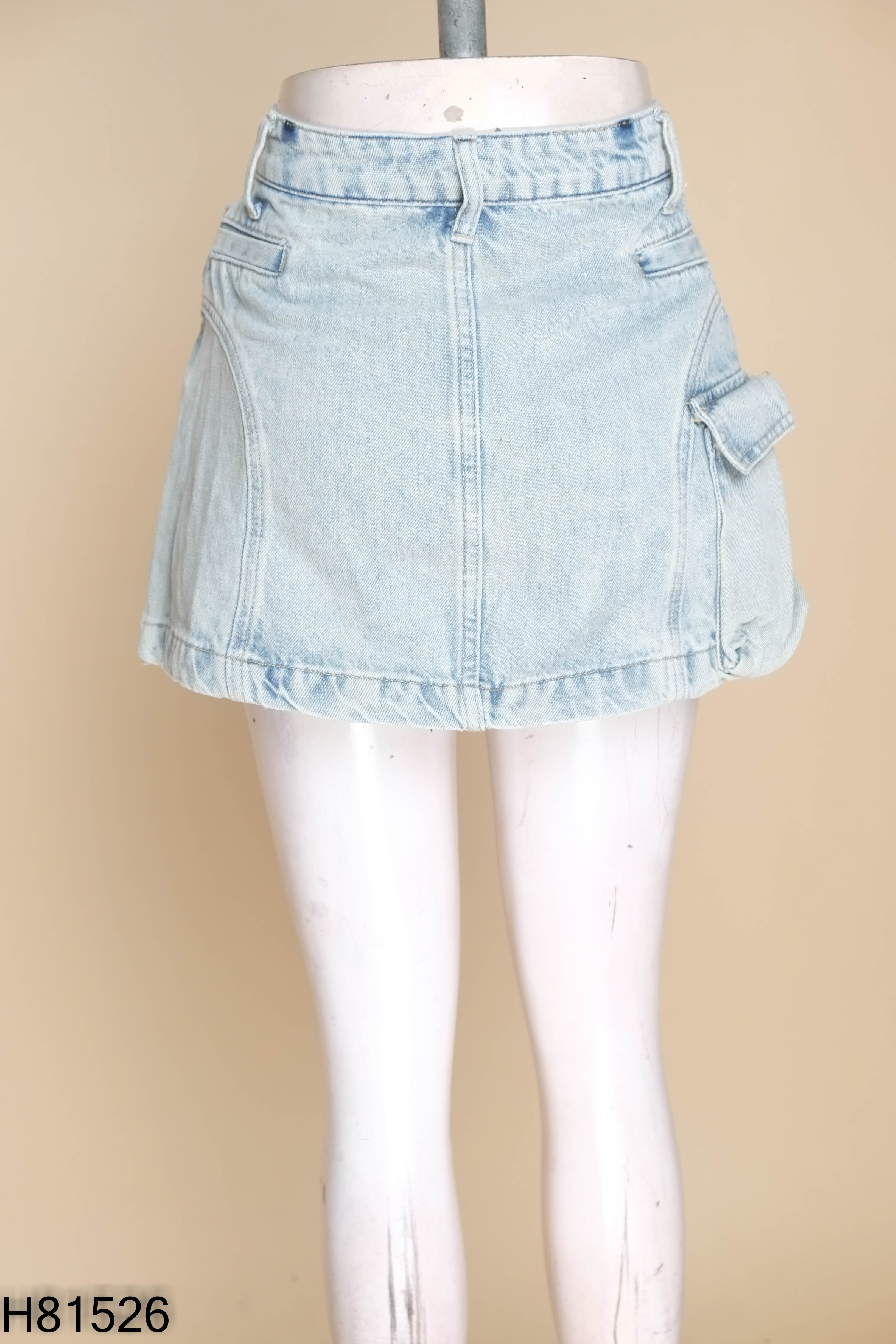 Chân váy jeans xanh túi hộp