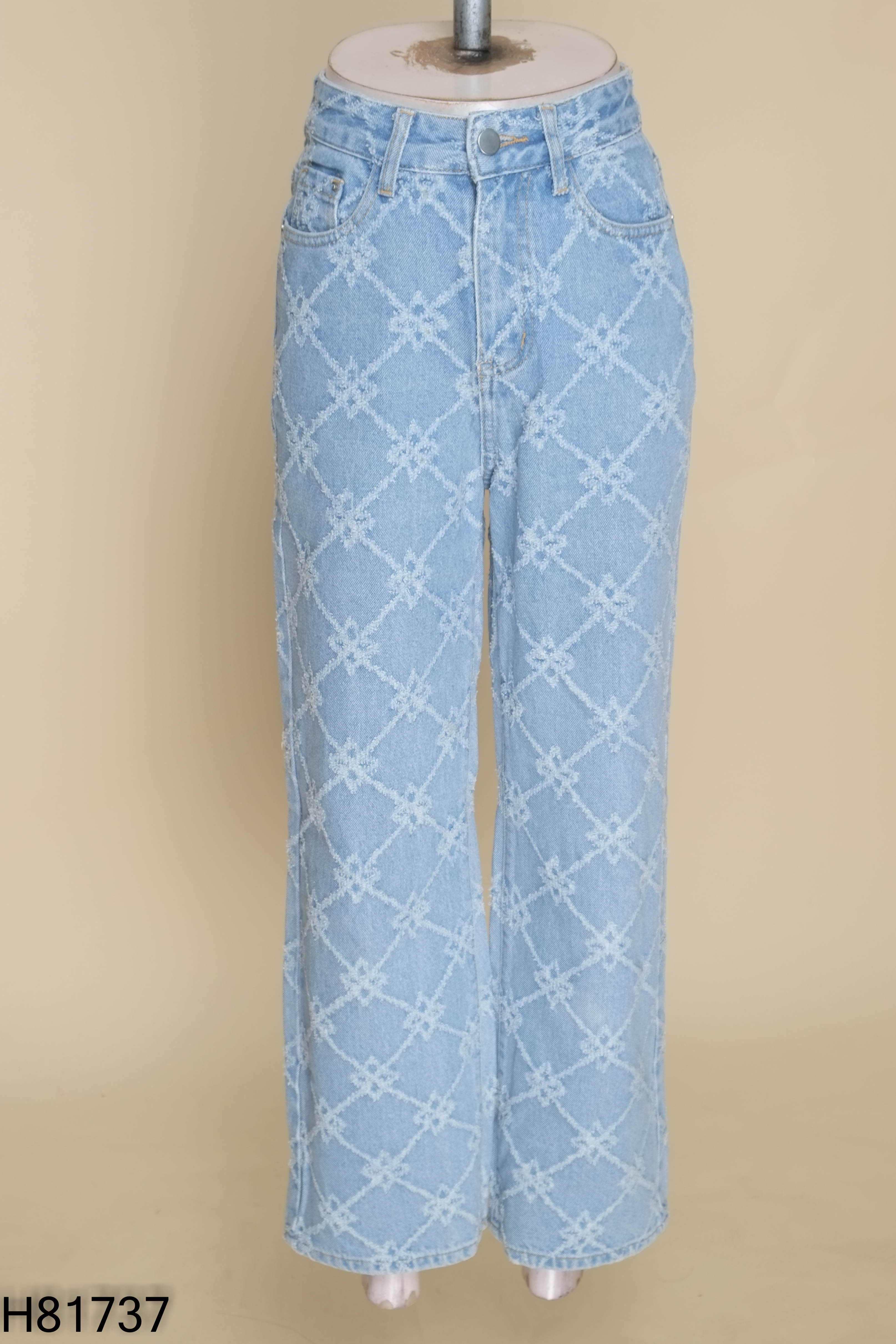Quần jeans xanh SANFU họa tiết