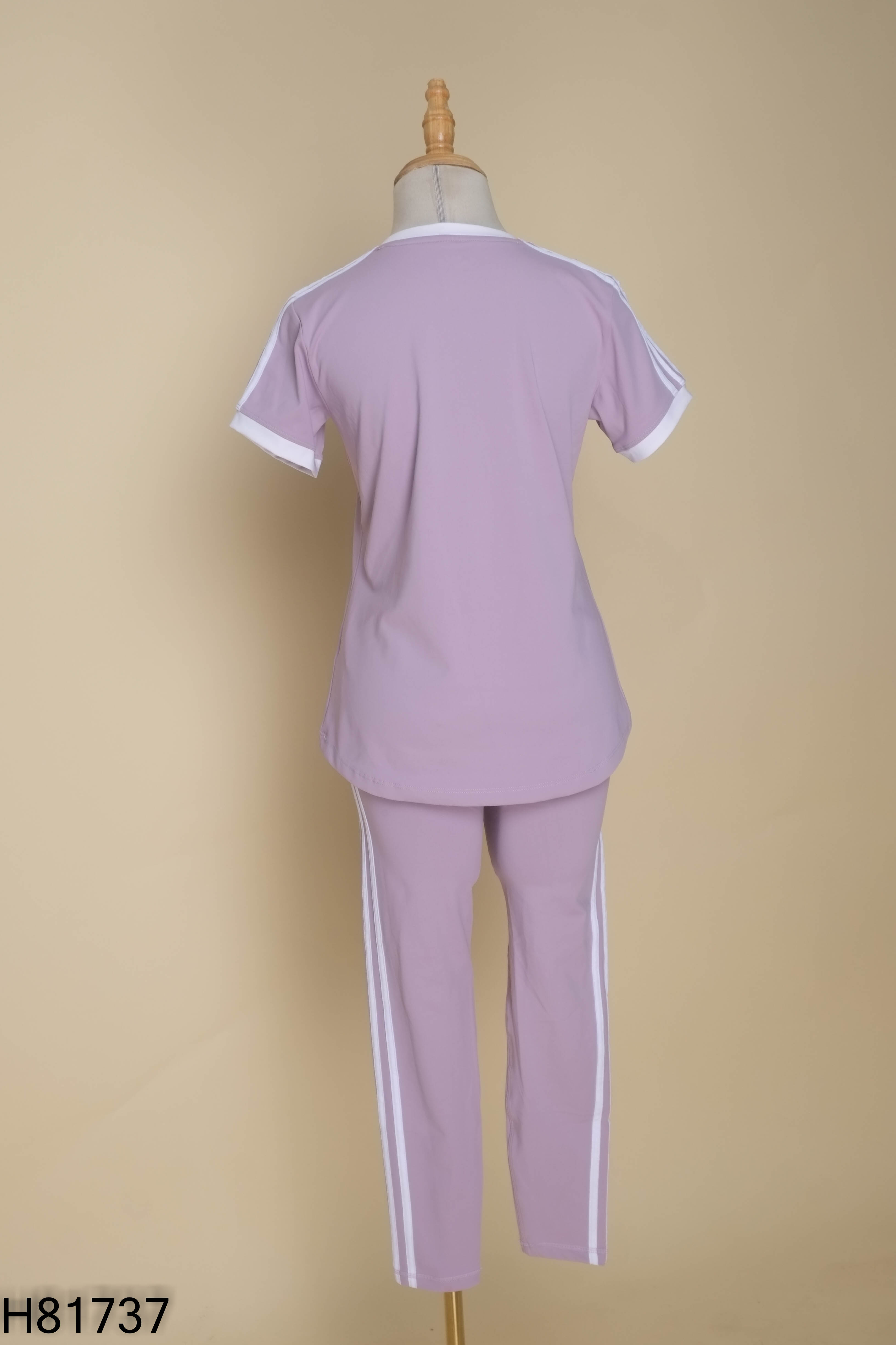 Set tập tím ADIDAS kẻ+quần