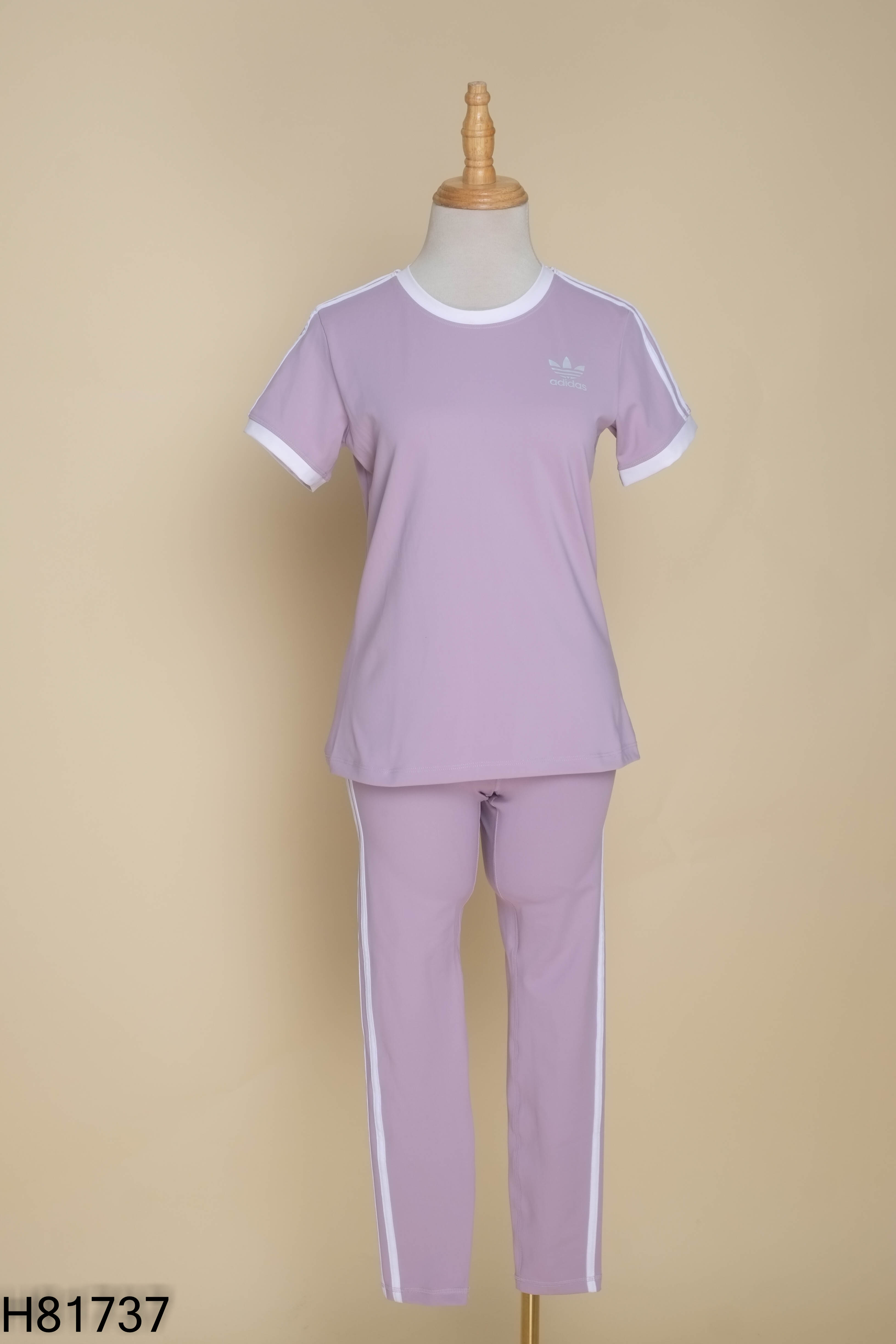 Set tập tím ADIDAS kẻ+quần
