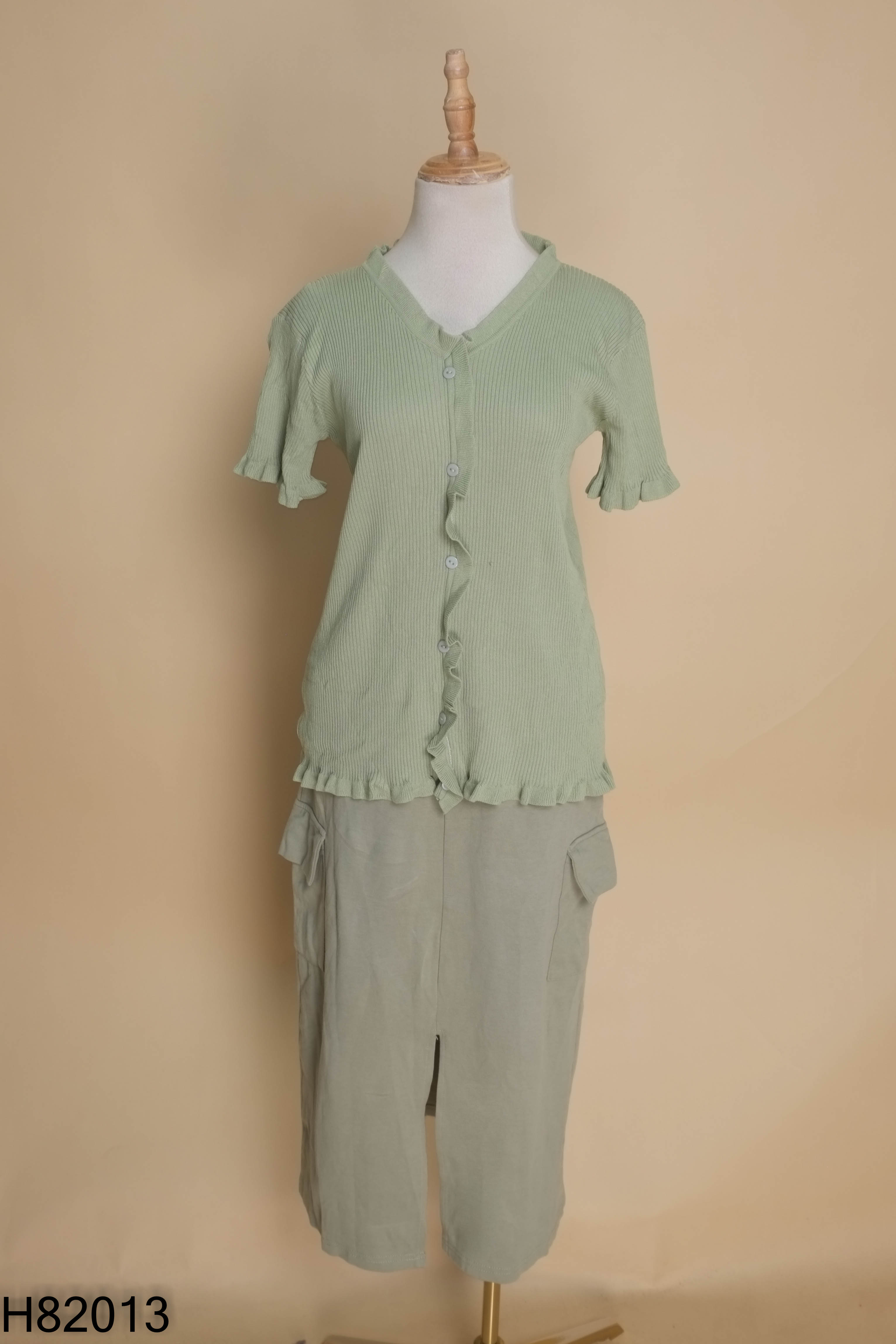 Set YAMOO len xanh váy dài