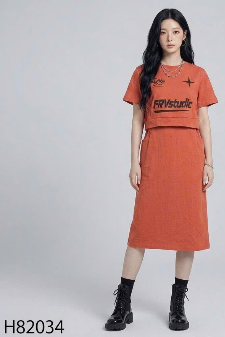 Váy cam NEWYORLCOMPANY in chữ