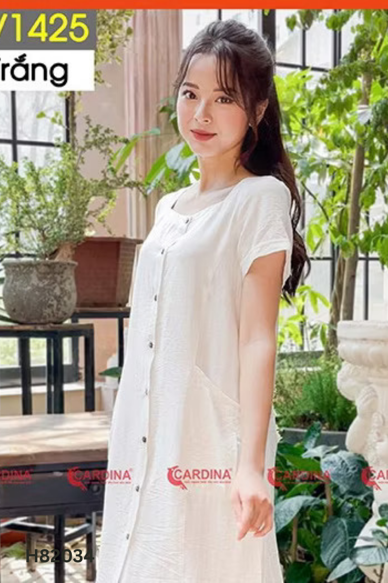 Váy trắng CARDINA dáng suông