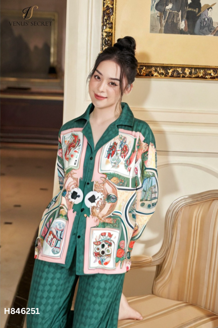 SET Pijama xanh họa tiết + quần dài