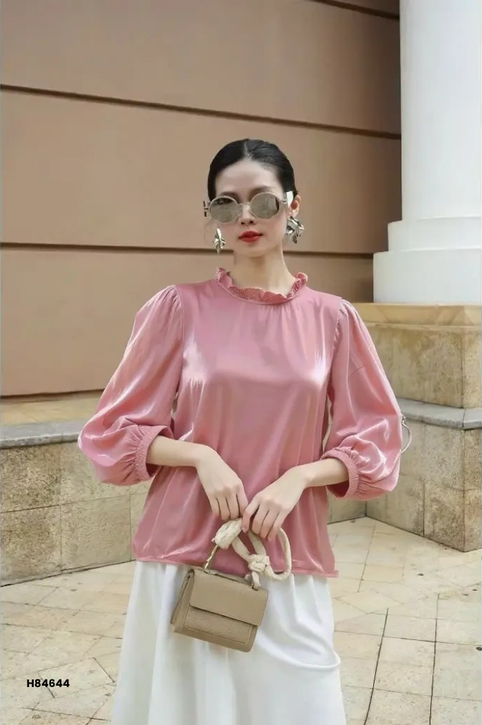 Áo kiểu nâu ánh vàng