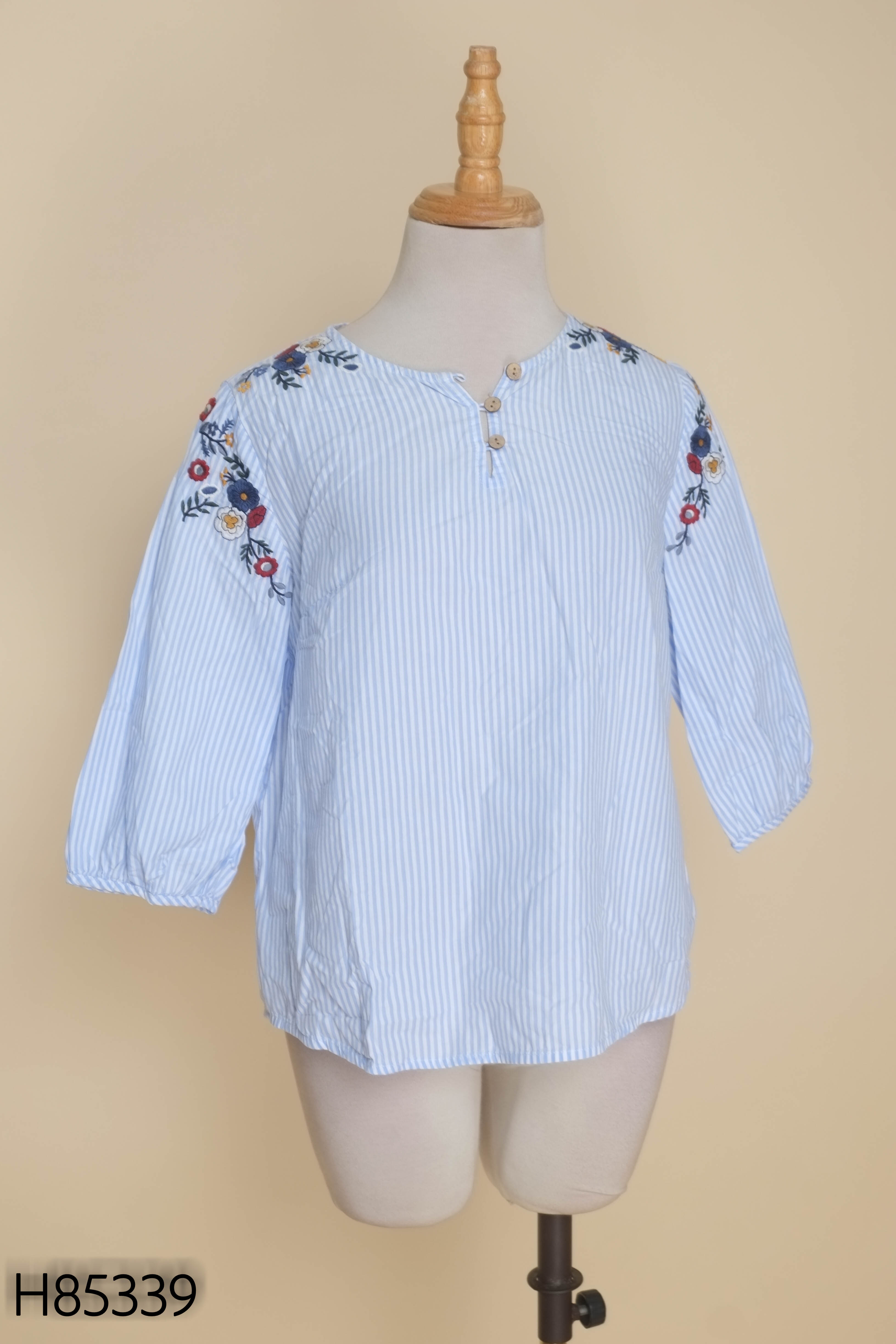 Áo sơ mi ADORE DRESS xanh kẻ hoa