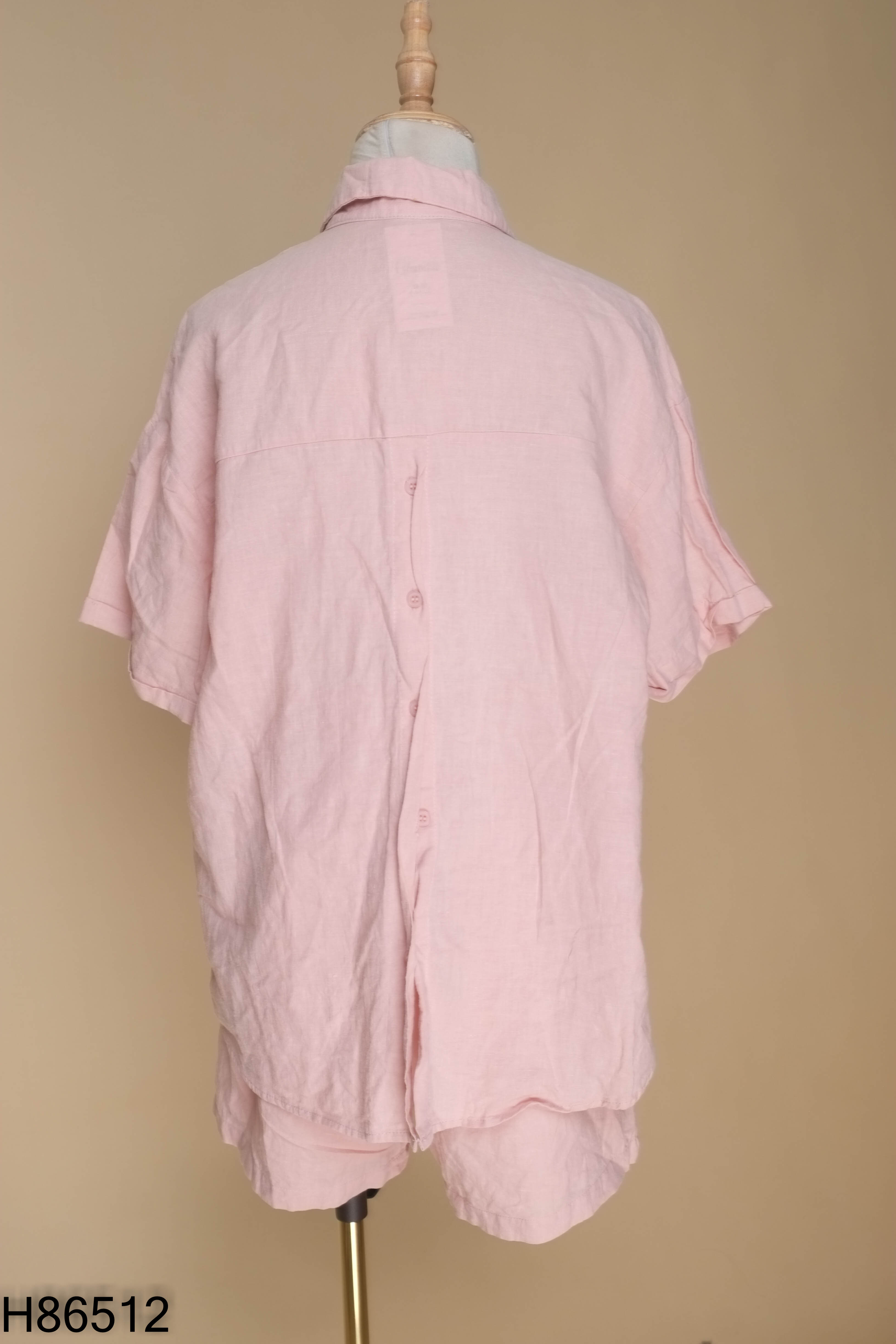 Set Áo sơ mi linen hồng + quần shorts