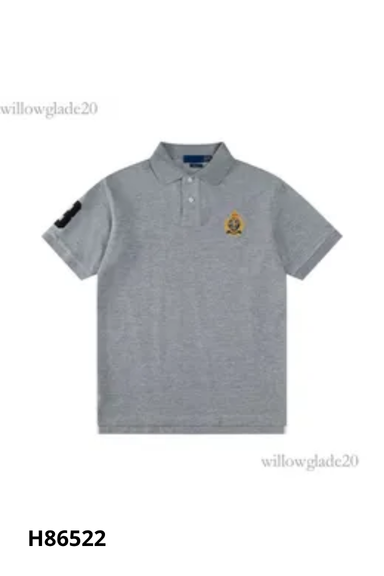 Áo polo xám thêu họa tiết