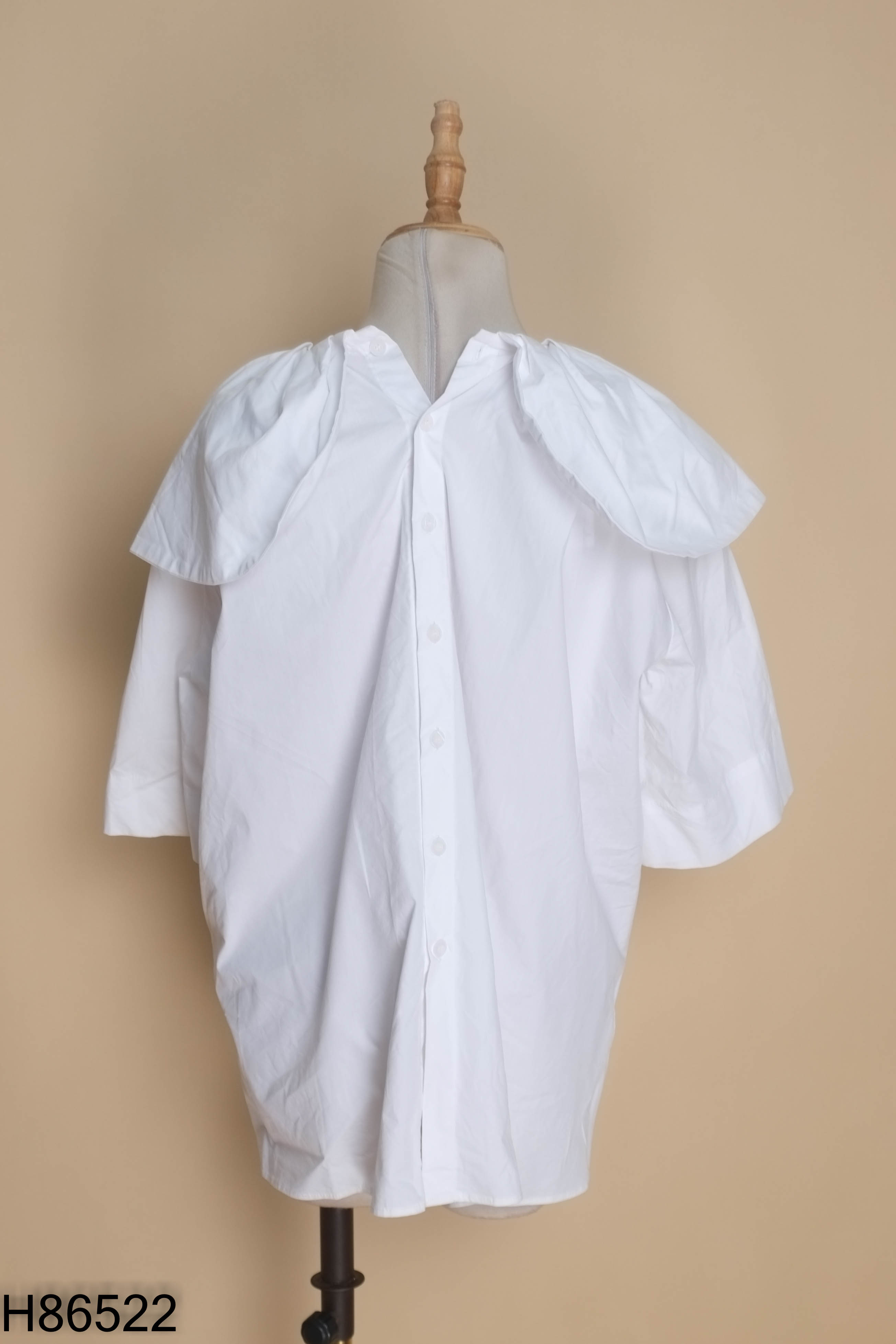 Áo trắng ngắn tay cổ sen