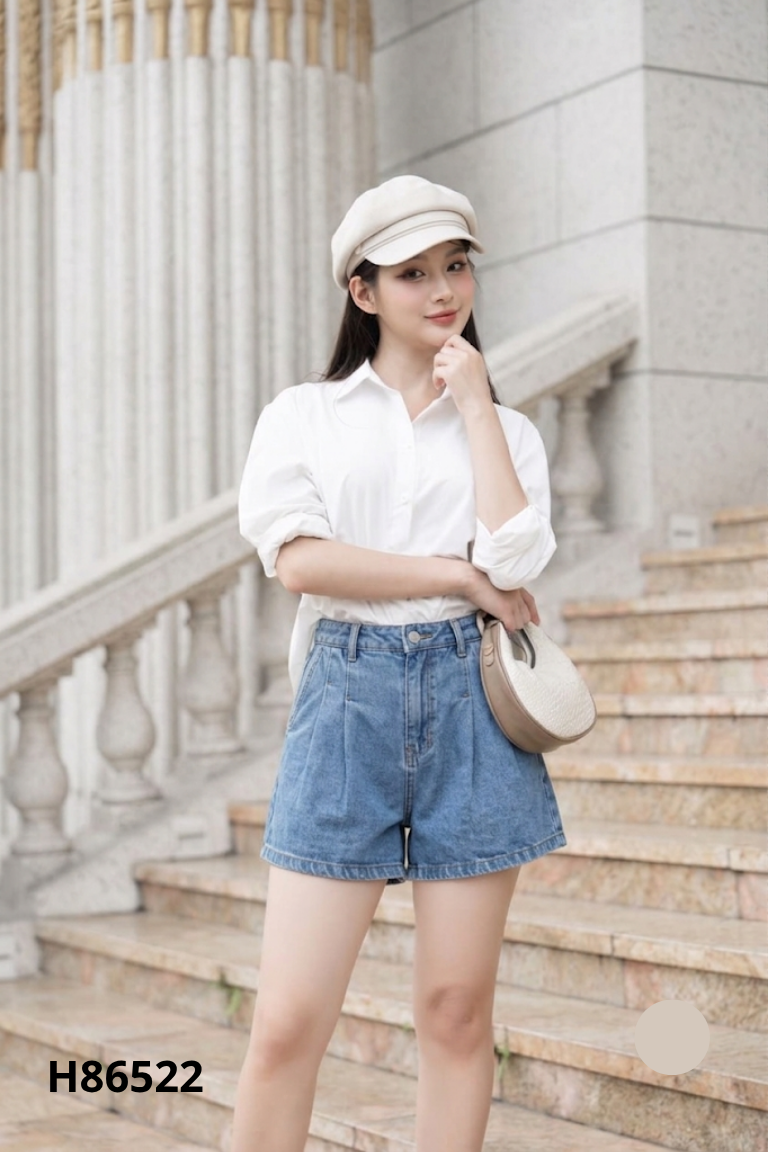 Quần shorts jeans RALPH LAUREN xanh ly eo