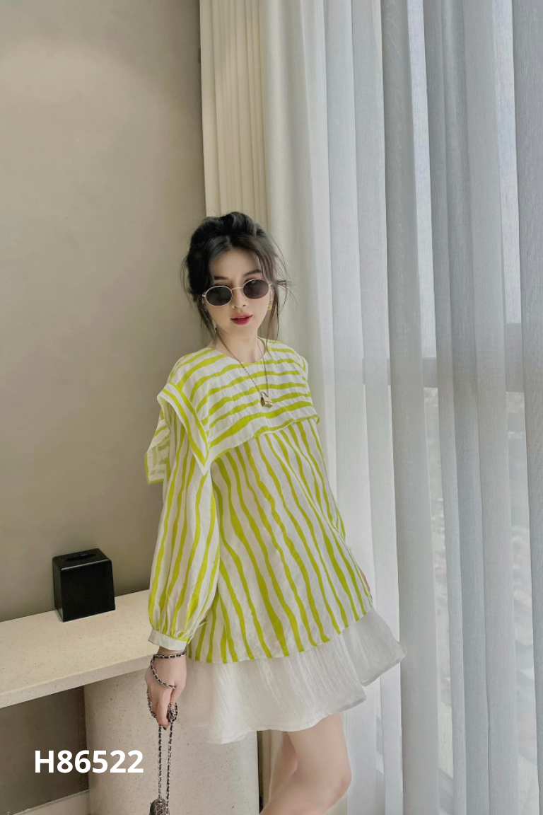 Set Áo NTL STUDIO xanh sọc + quần shorts