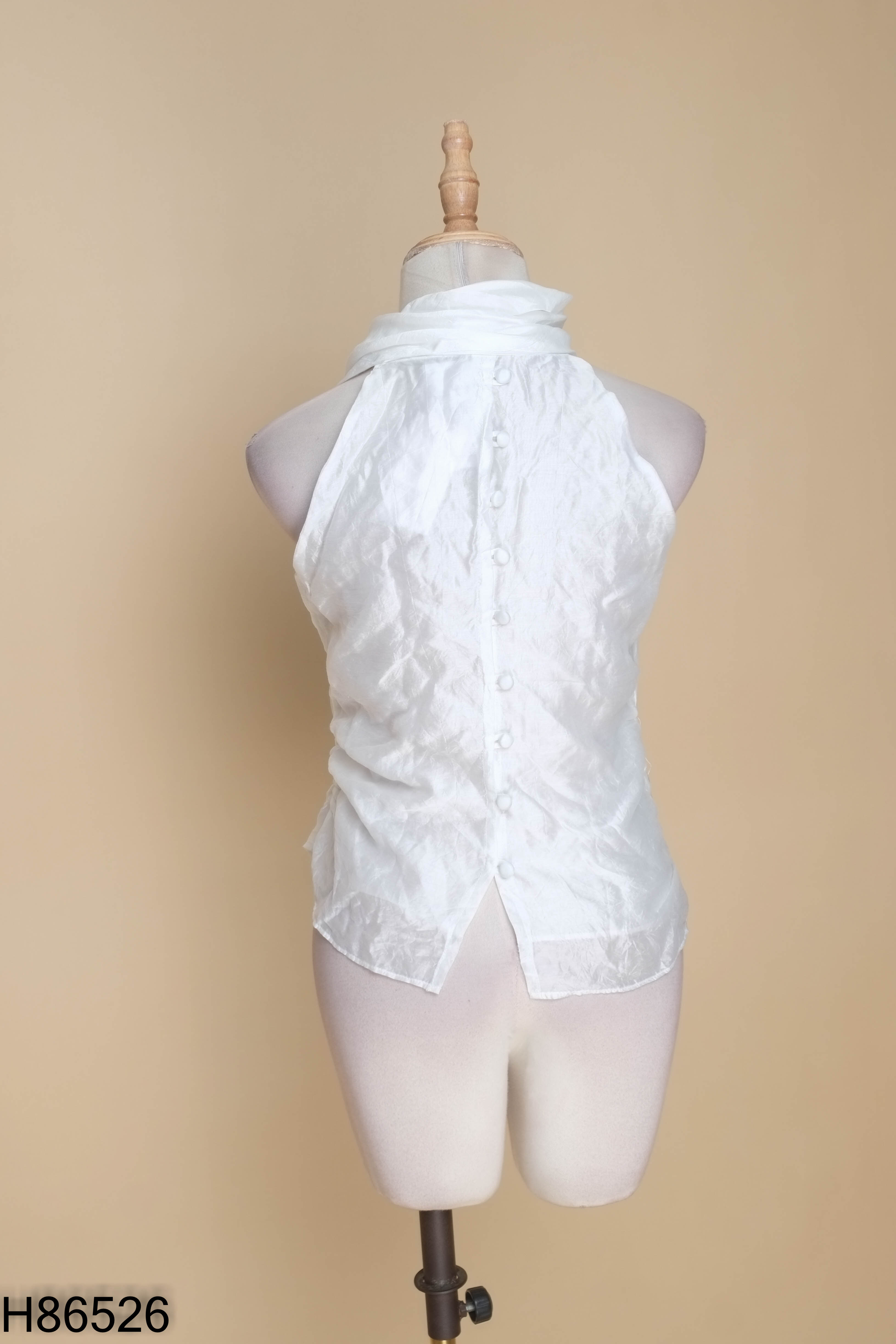 NEWTAG Áo voan trắng LA BOUTIQUE cổ yếm vạt