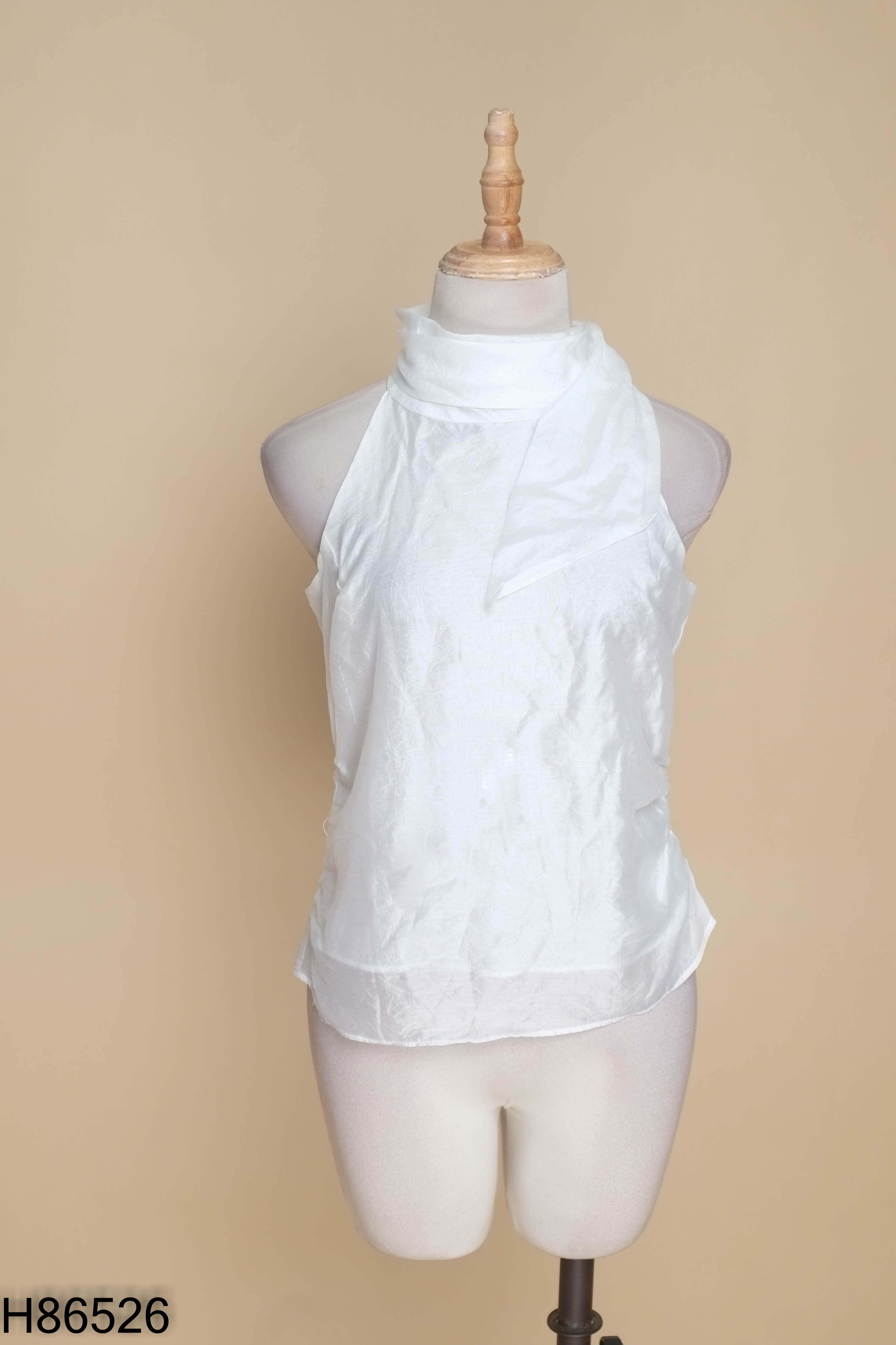 NEWTAG Áo voan trắng LA BOUTIQUE cổ yếm vạt