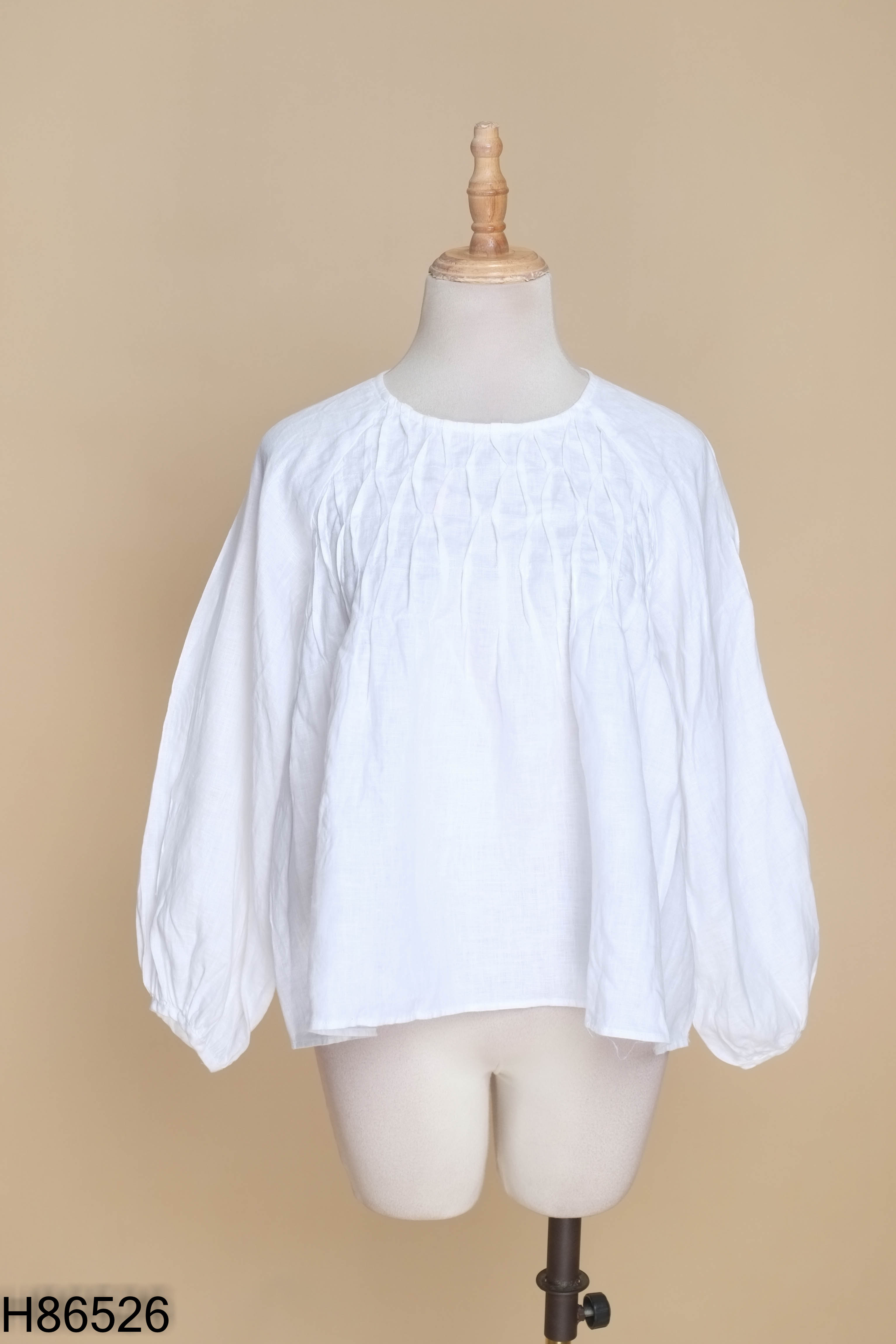 Áo linen SYSY trắng gấp ly