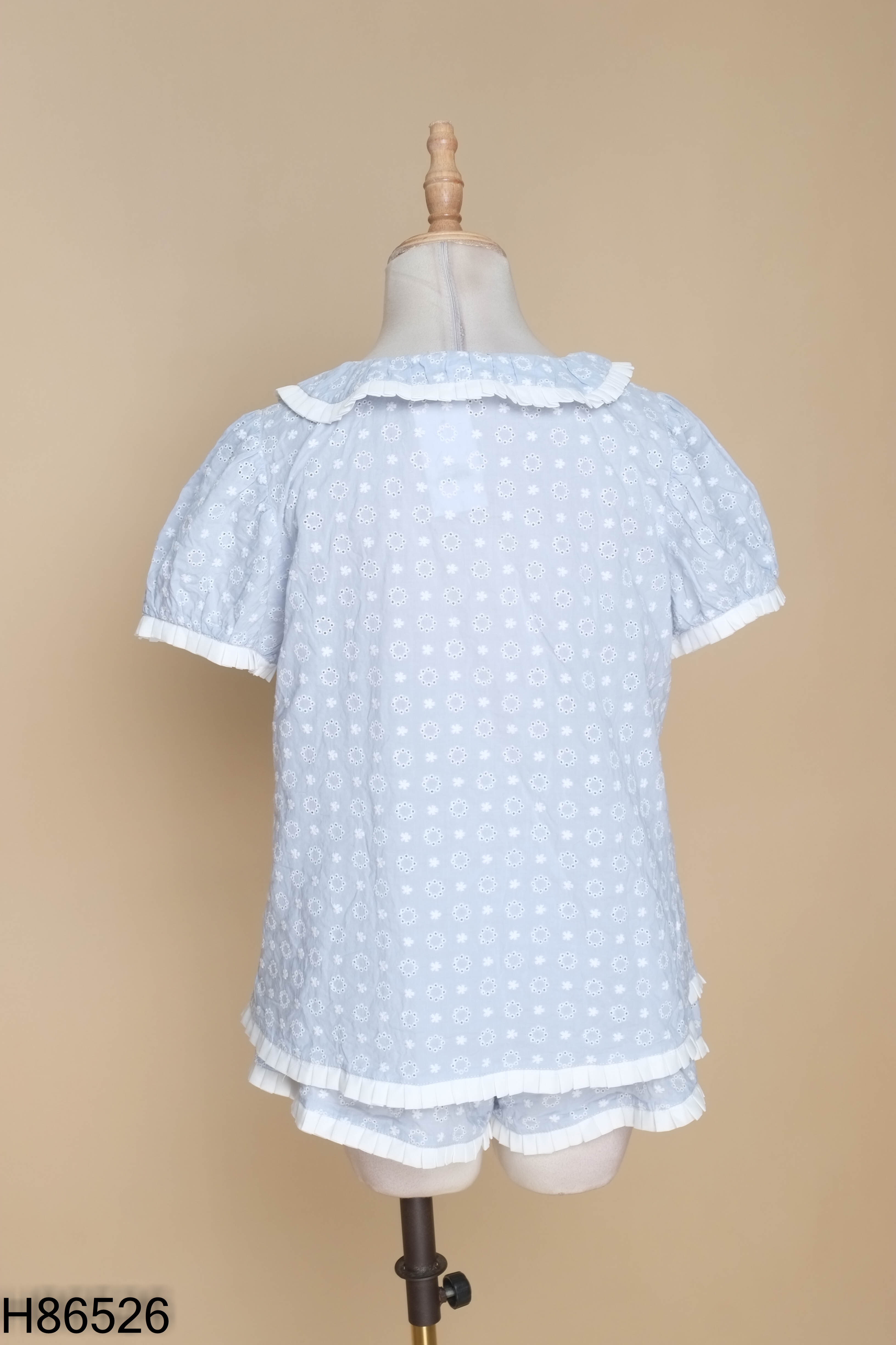 Set Đồ ngủ xanh thêu hoa cổ sen