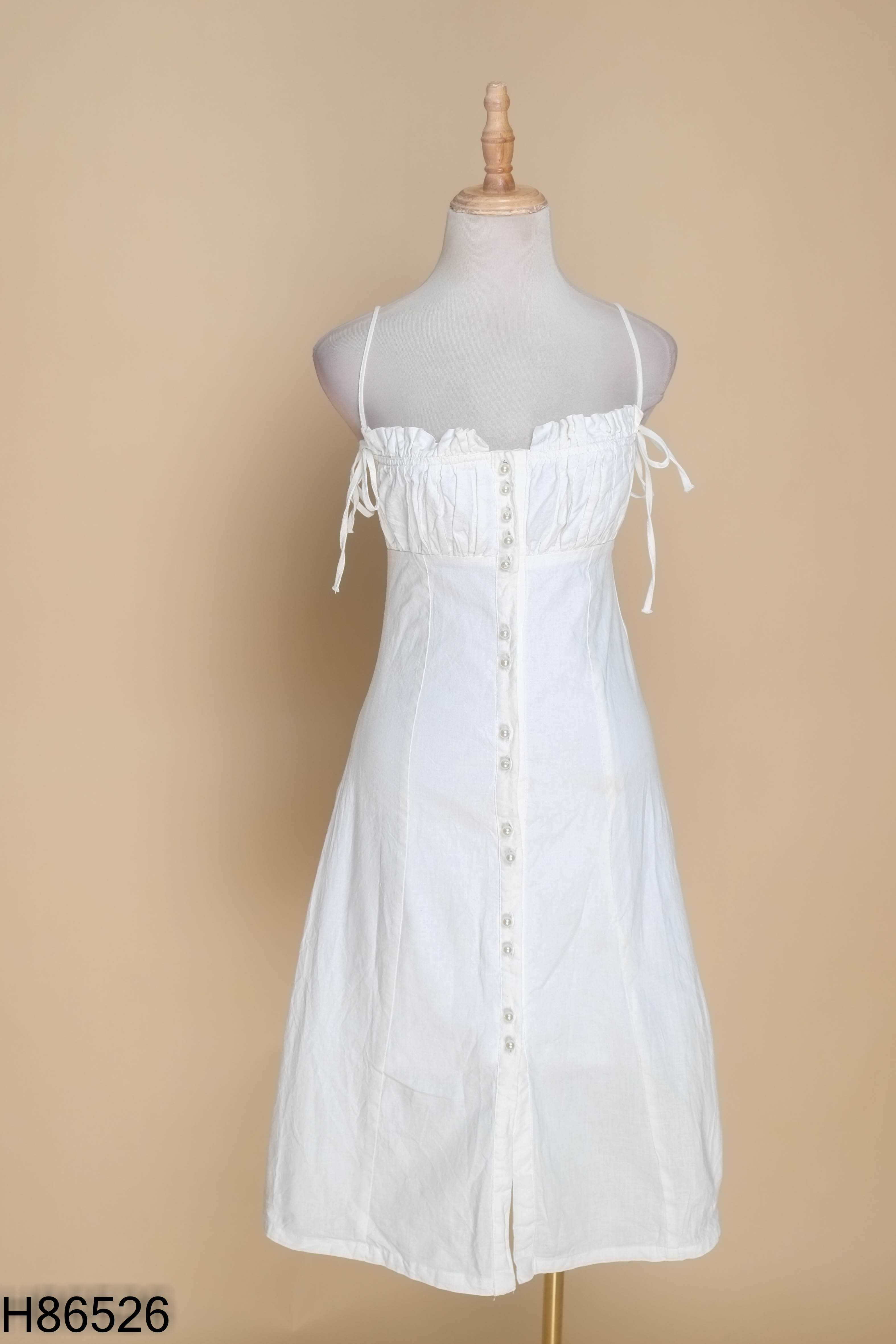 Váy hai dây linen L'APIER trắng