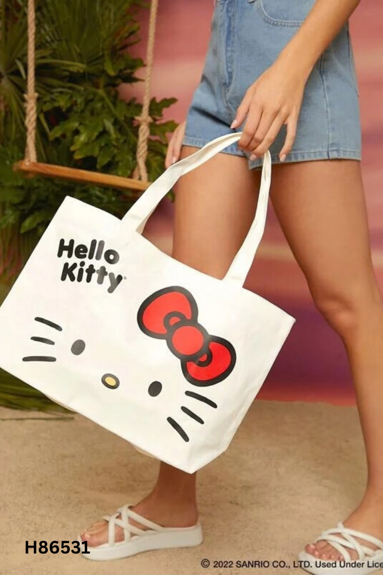 Túi tote trắng hình Hello Kitty