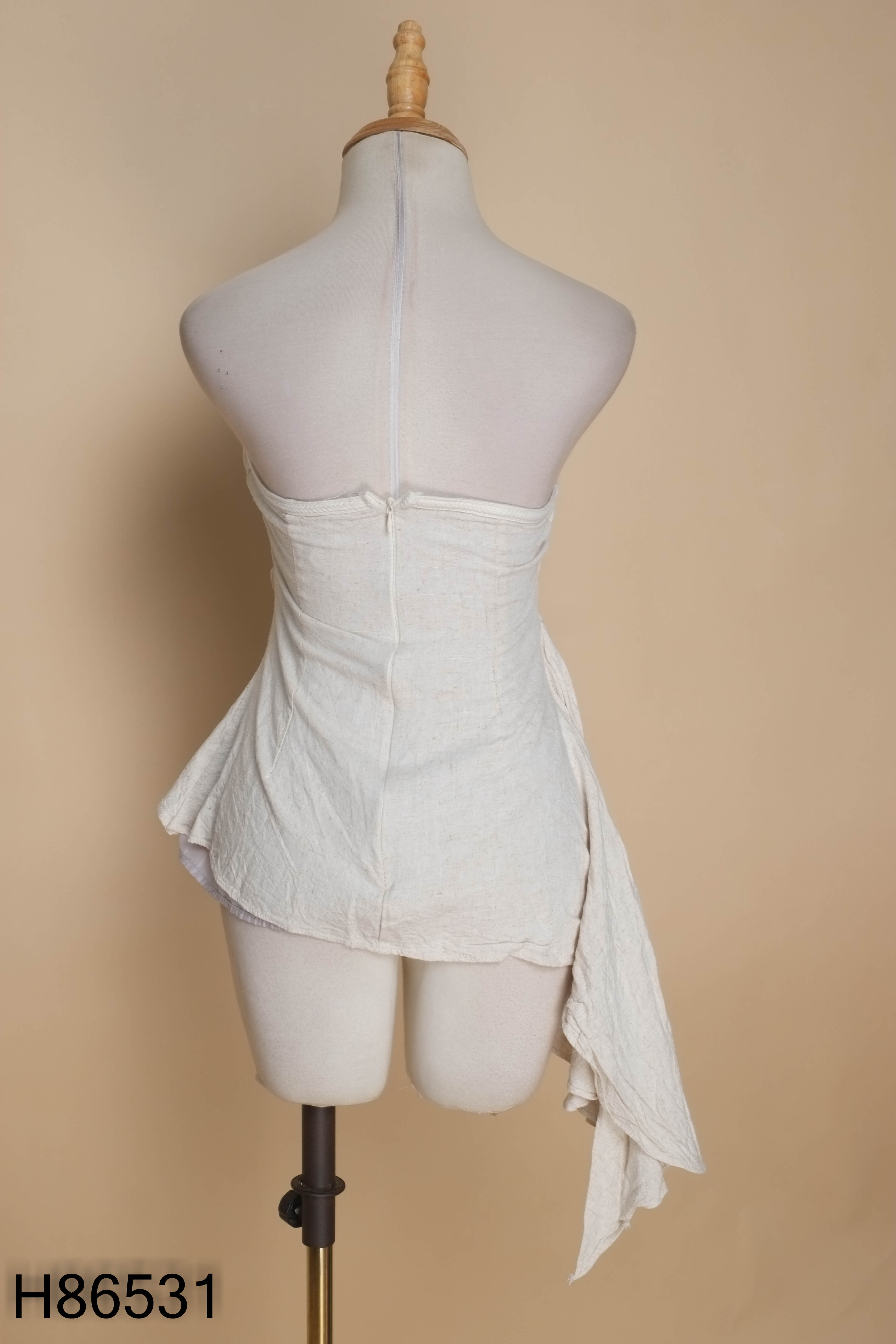 Áo quây linen be dúm vạt