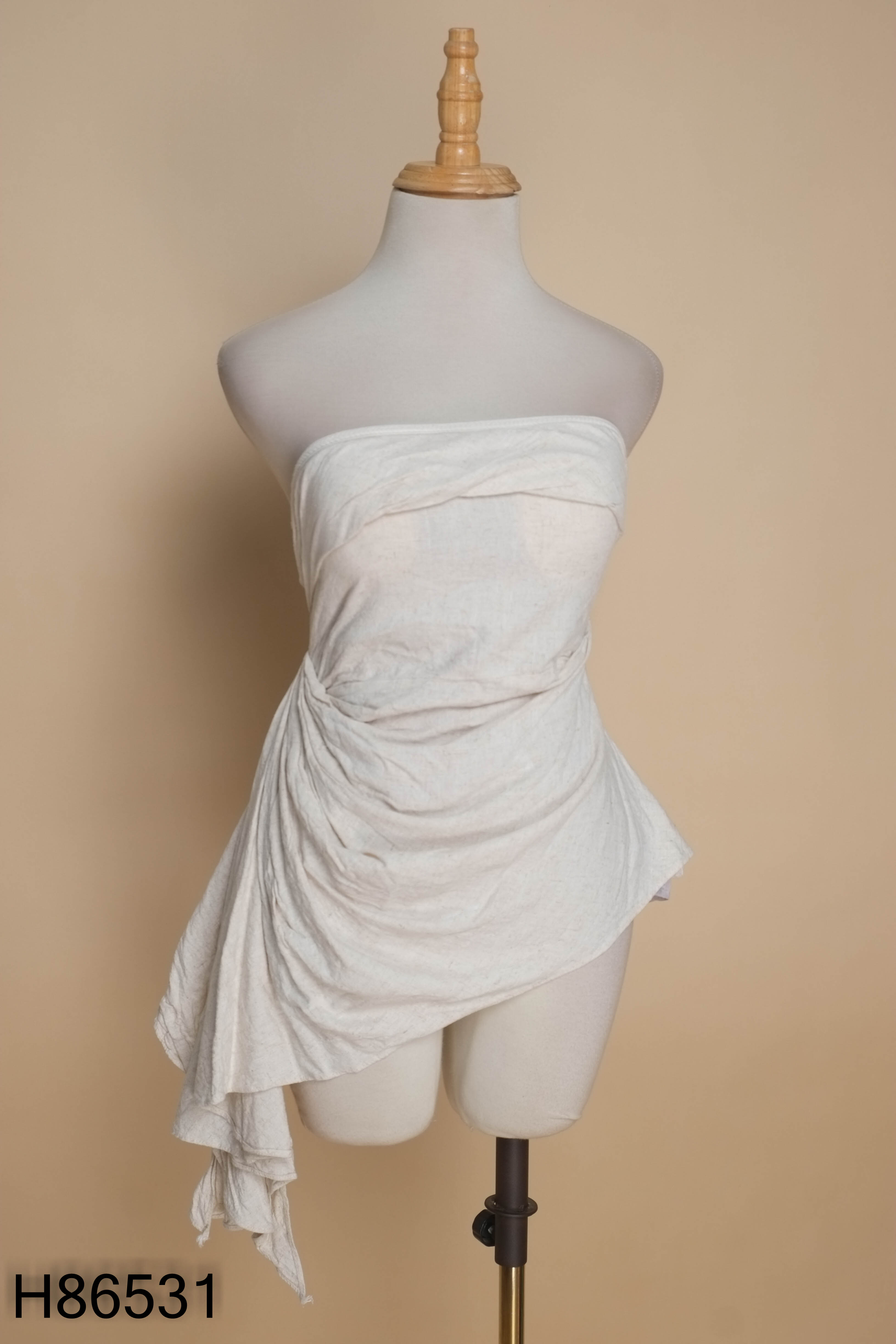Áo quây linen be dúm vạt