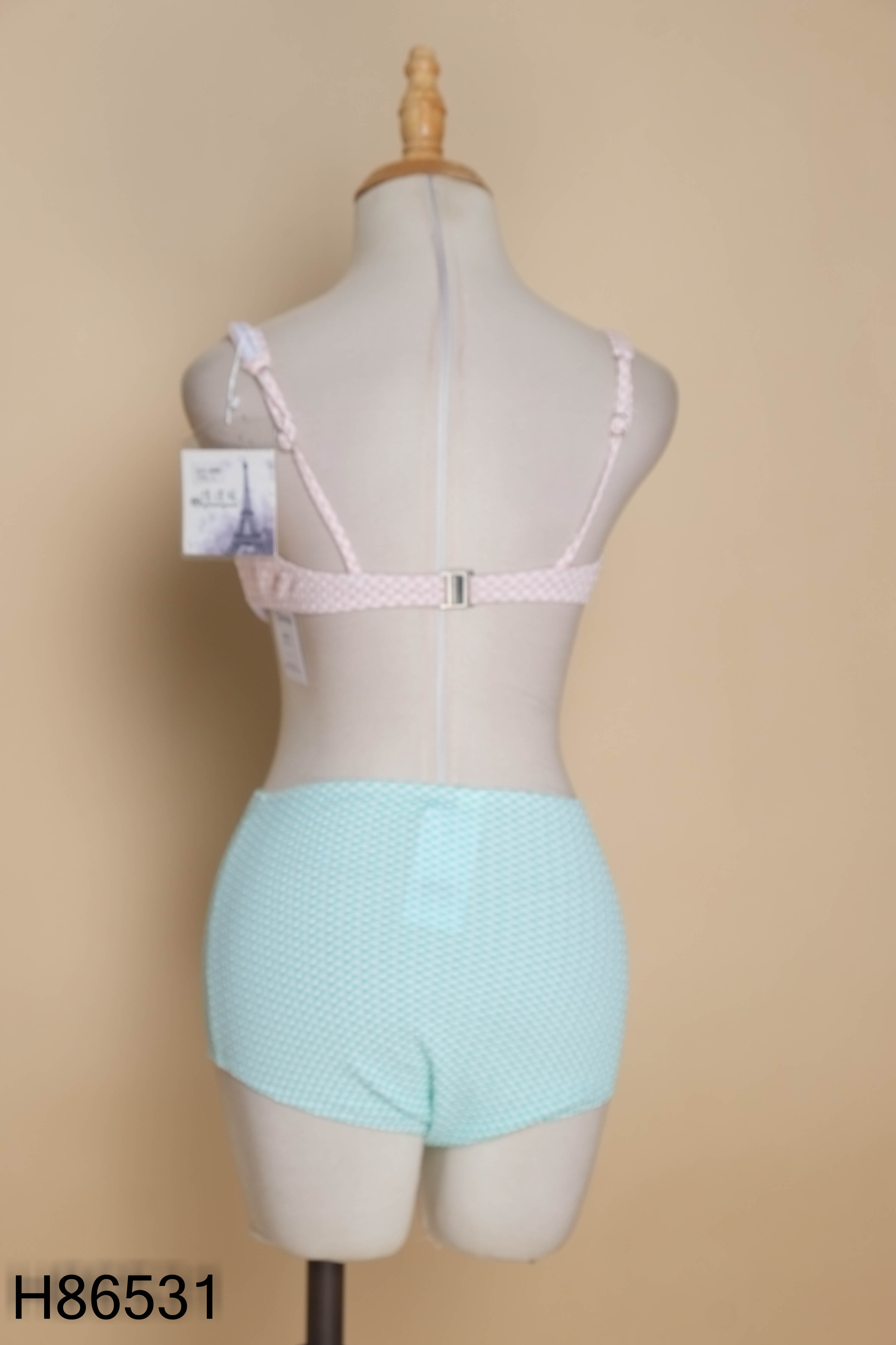 NEWTAG Set Bikini 2 mảnh áo hồng + quần xanh