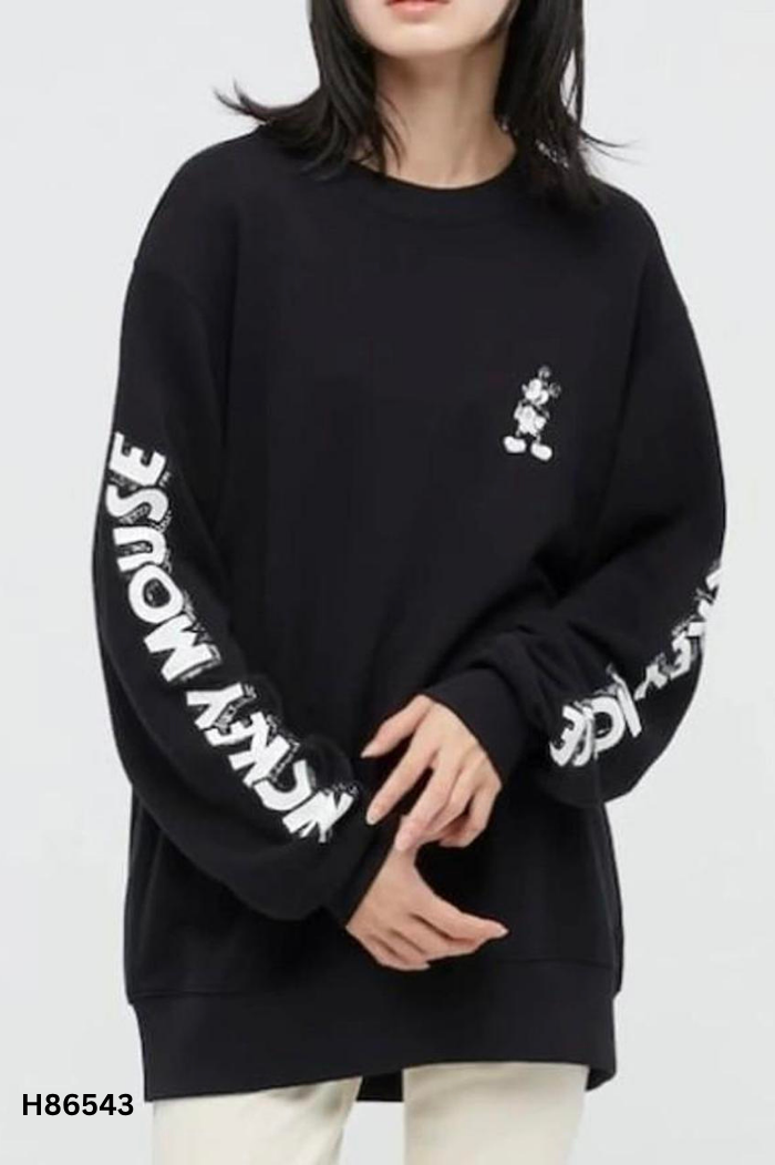 Áo nỉ đen UNIQLO in hình Mickey