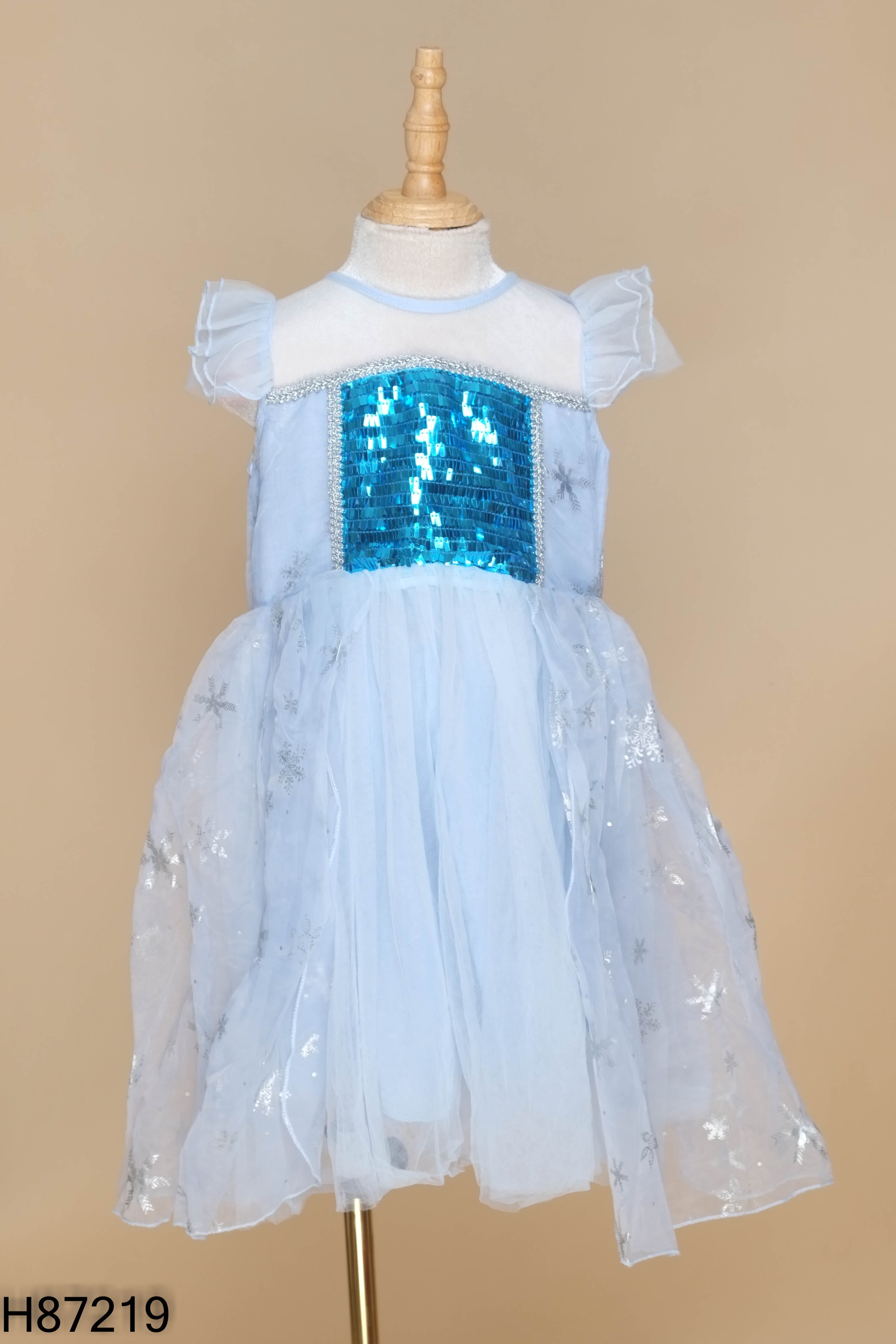 Váy voan xanh họa tiết KIDS