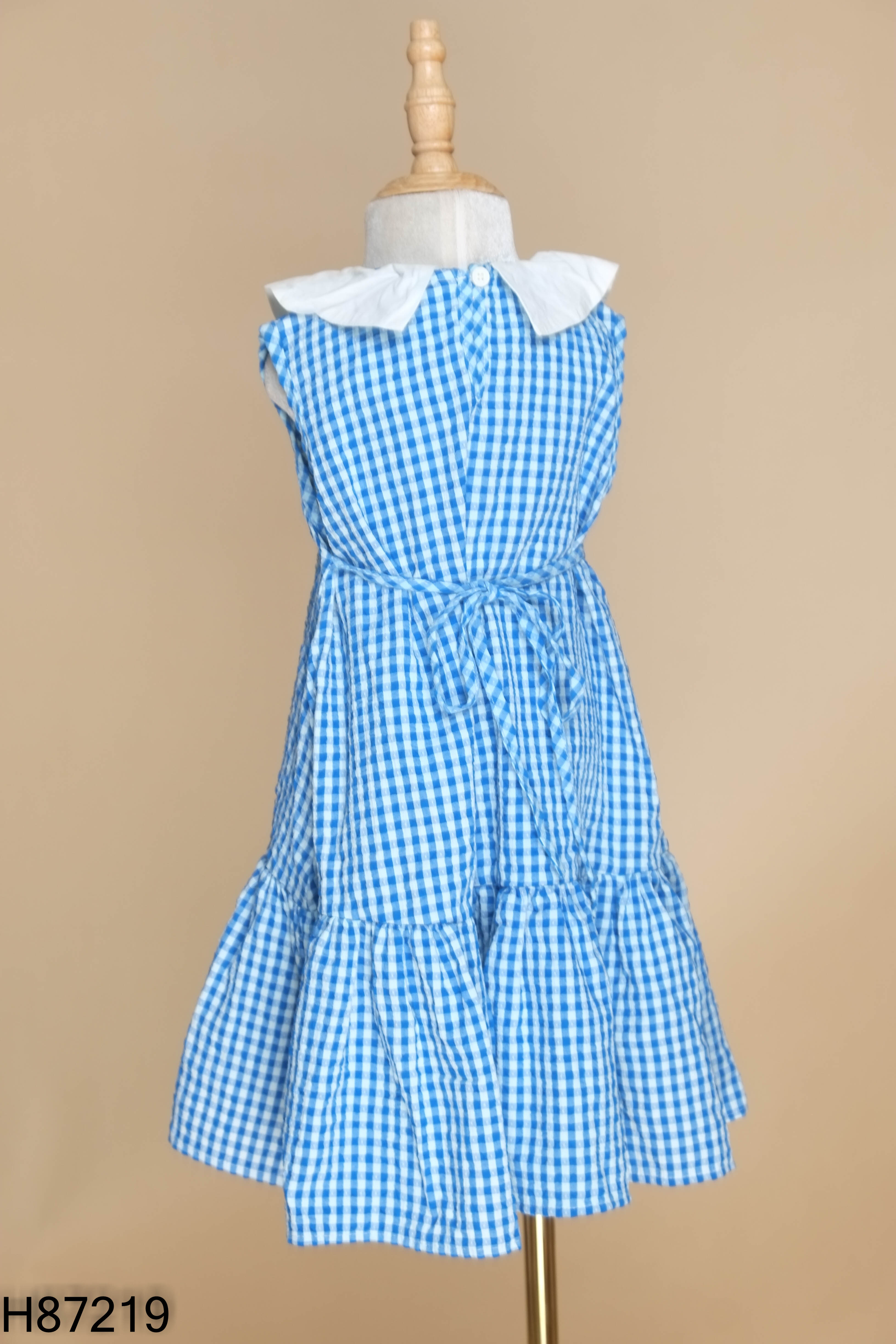 Váy xanh caro mix trắng KIDS