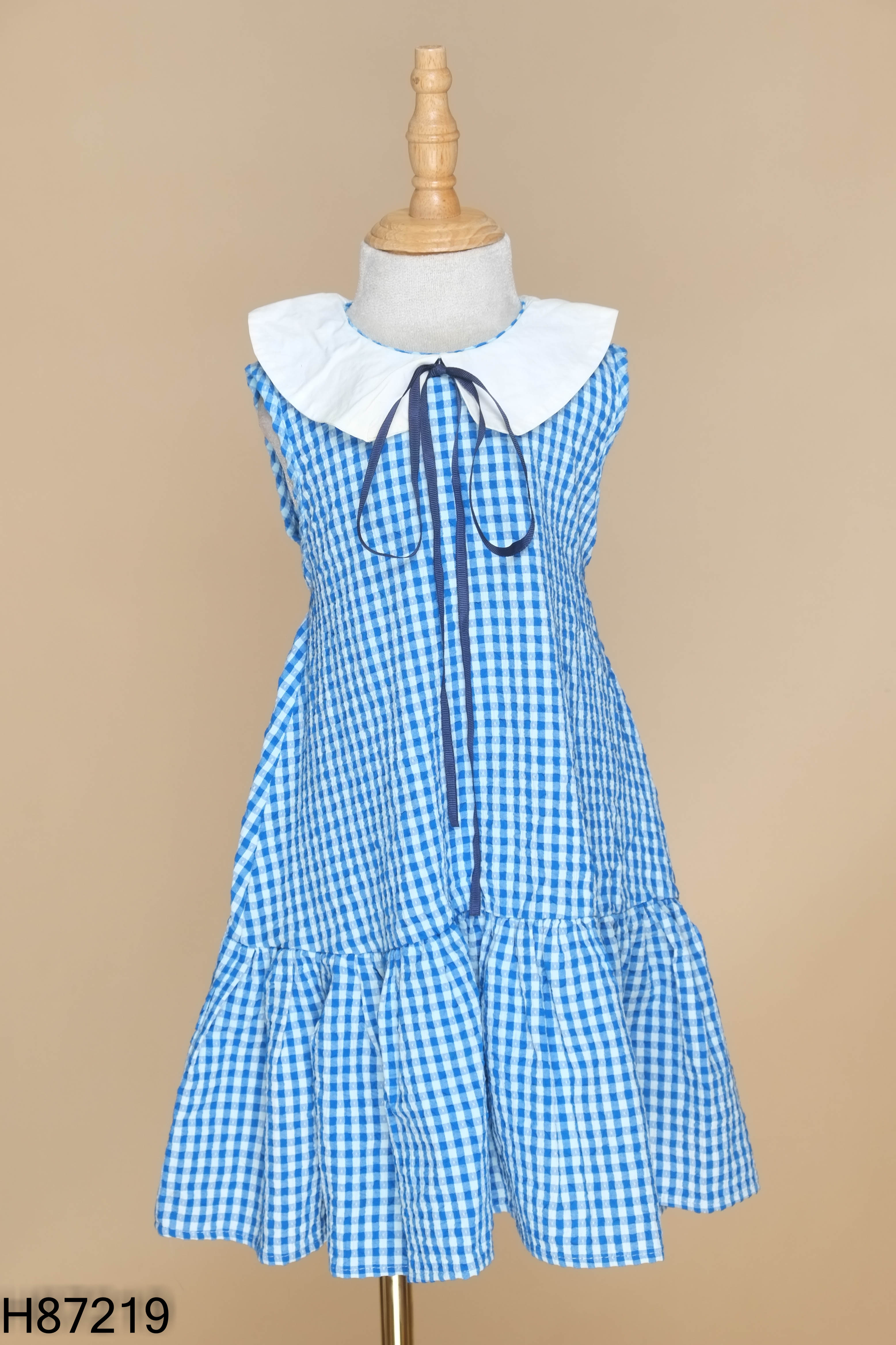 Váy xanh caro mix trắng KIDS