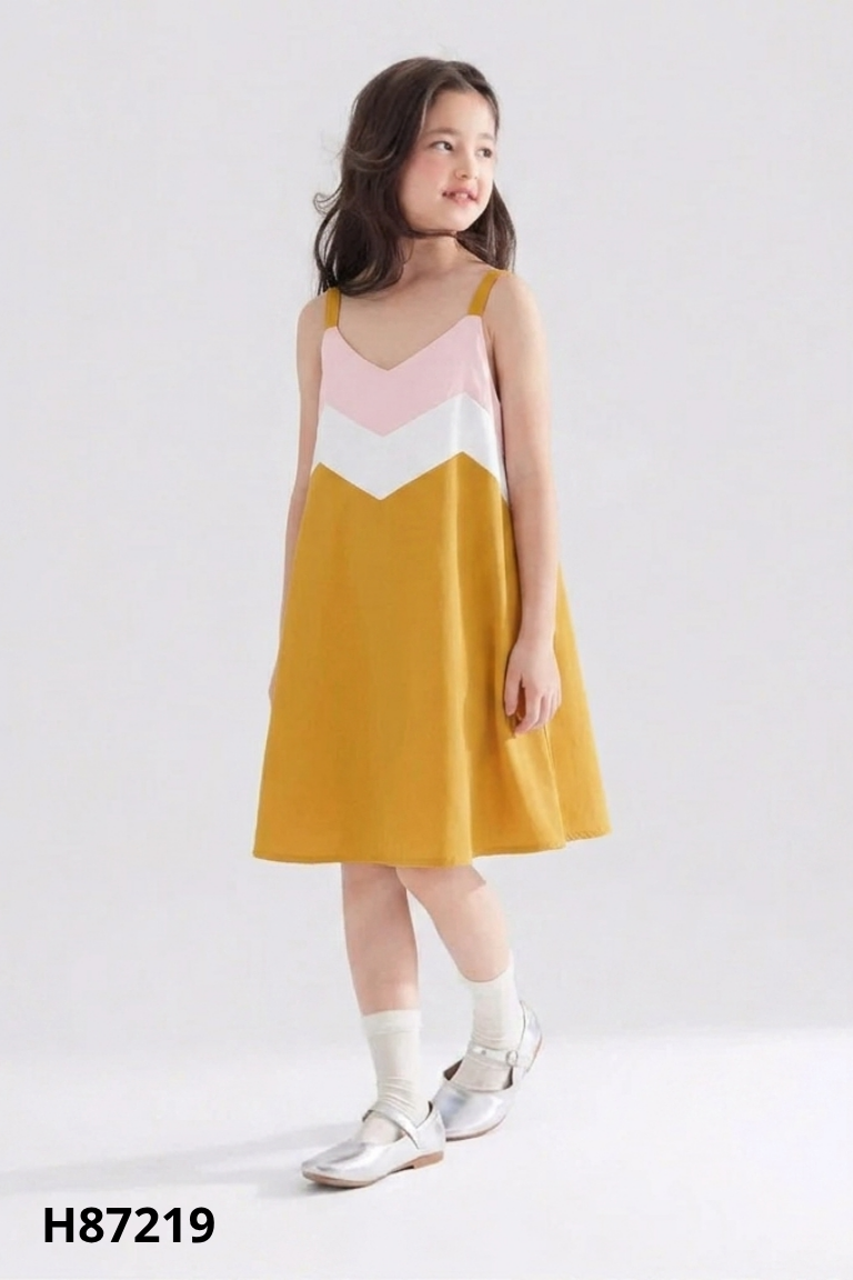 Váy vàng mix hồng trắng KIDS