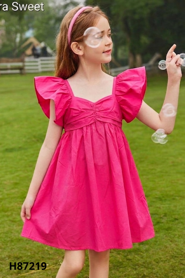 Váy hồng sen đính nơ KIDS
