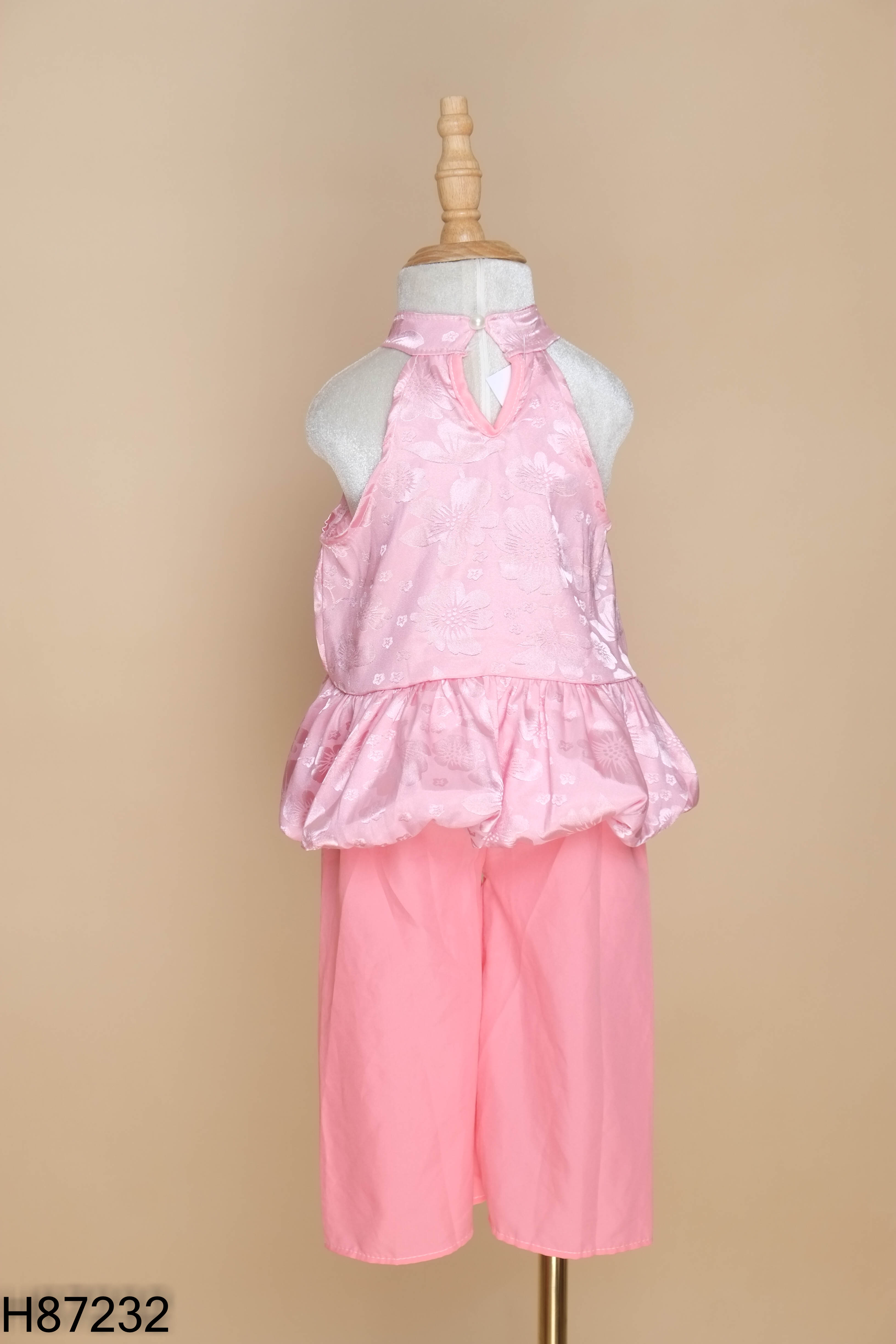 Set Áo yếm bí hồng nơ + Quần KIDS