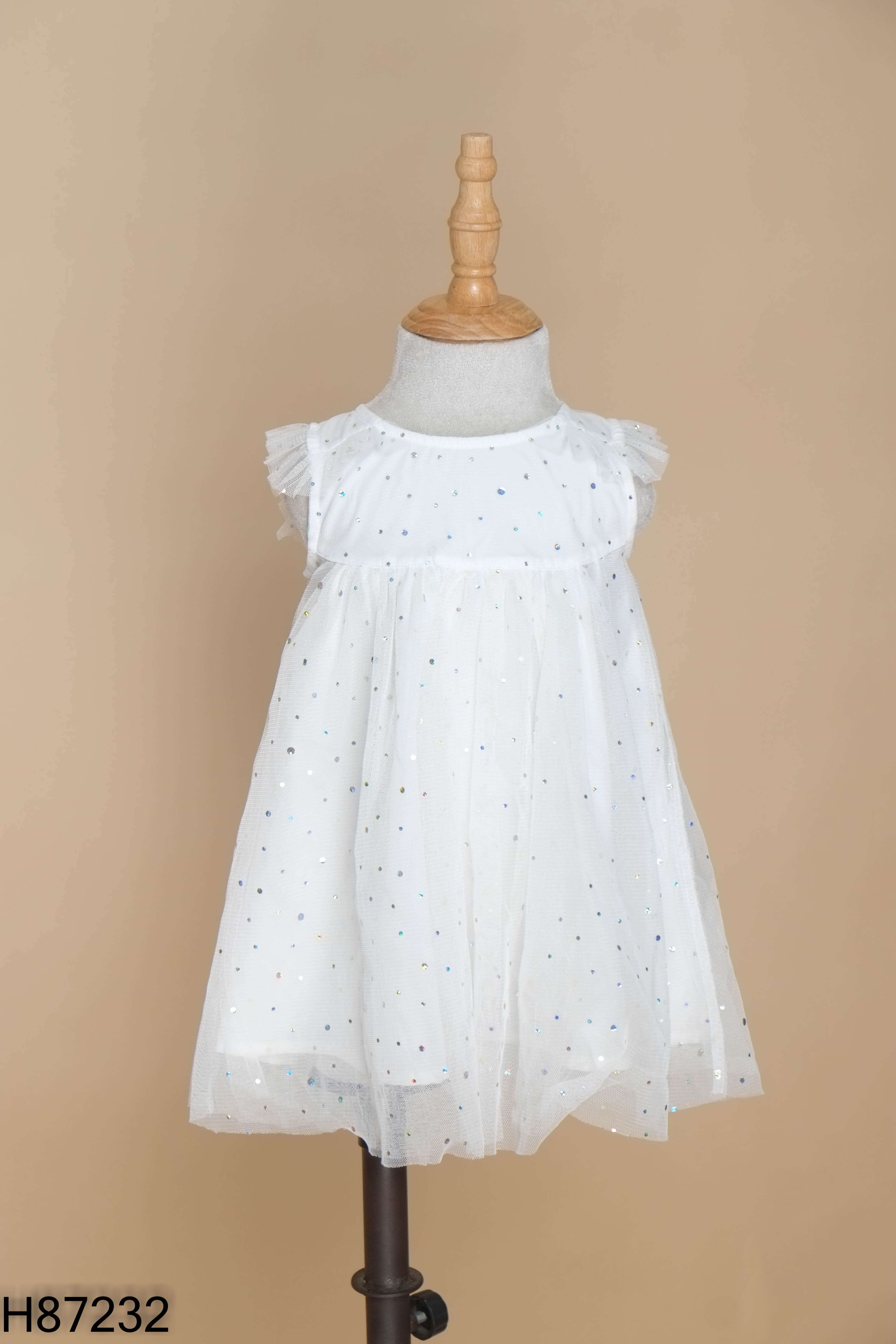 Váy lưới trắng đính sequin KIDS