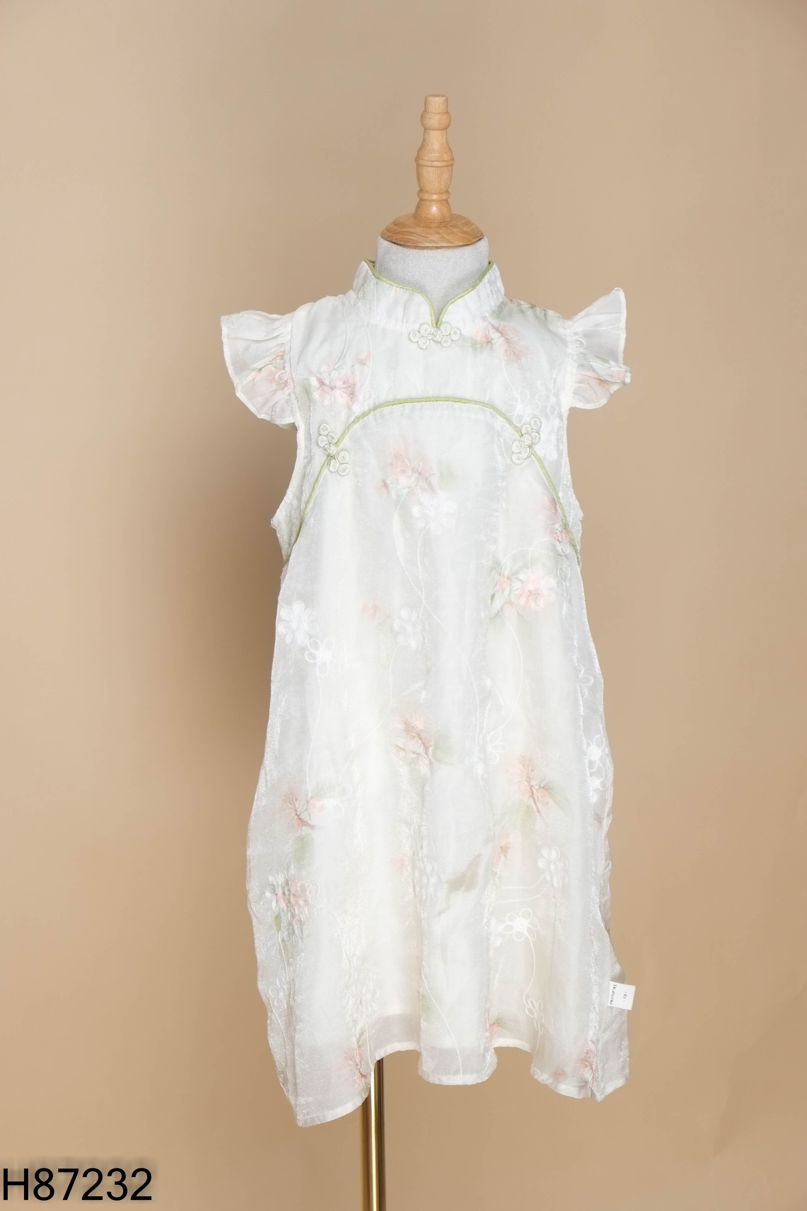 Sườn xám cách tân be xanh KIDS