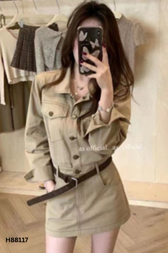 Jumpsuit kaki nâu trơn