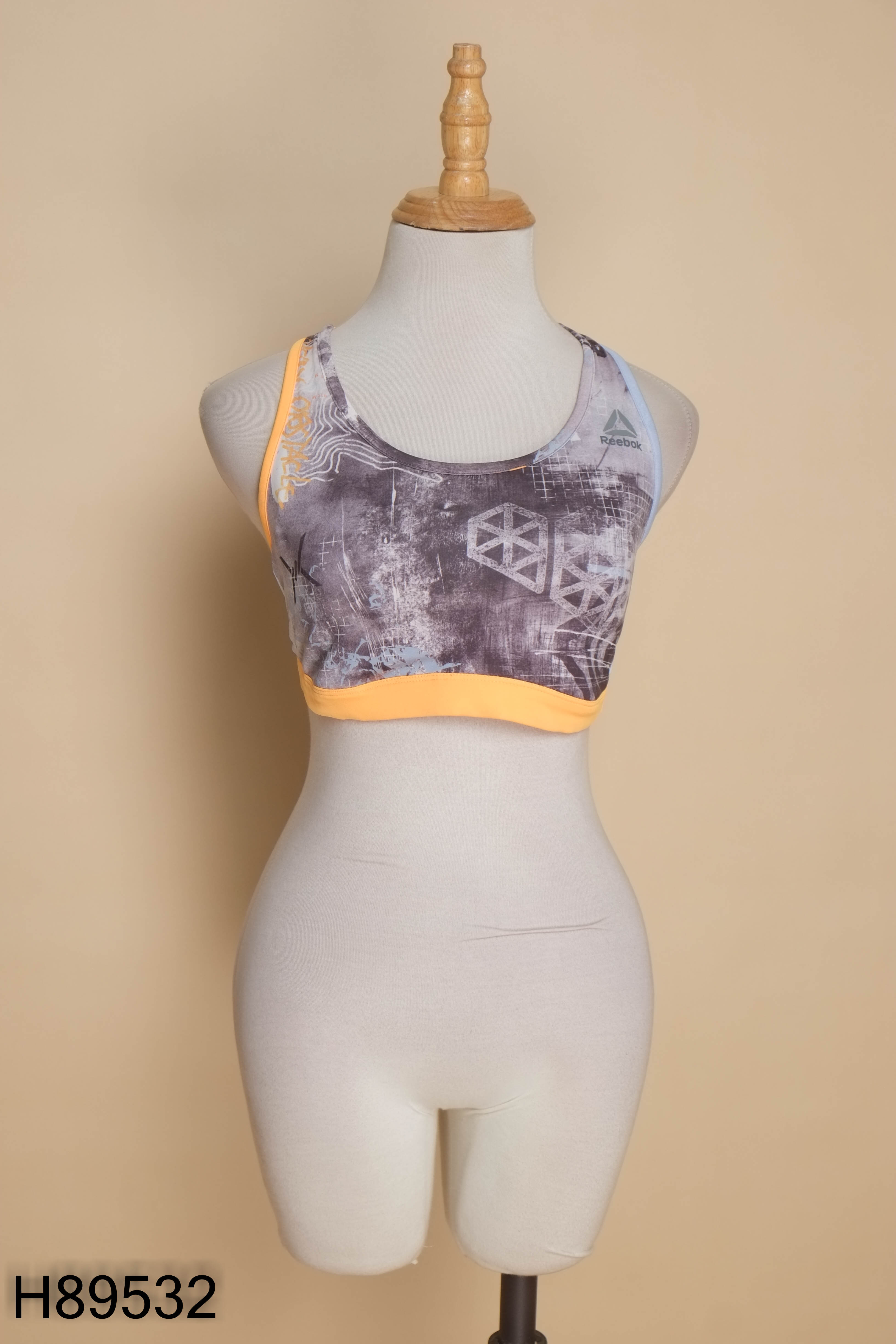 H8953211658-Áo tập thể thao REEBOK đen viền cam