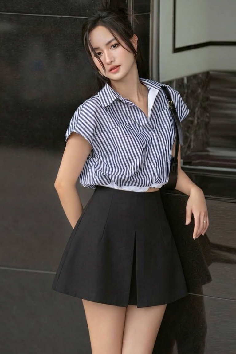 Chân váy đen K CLOSET trơn