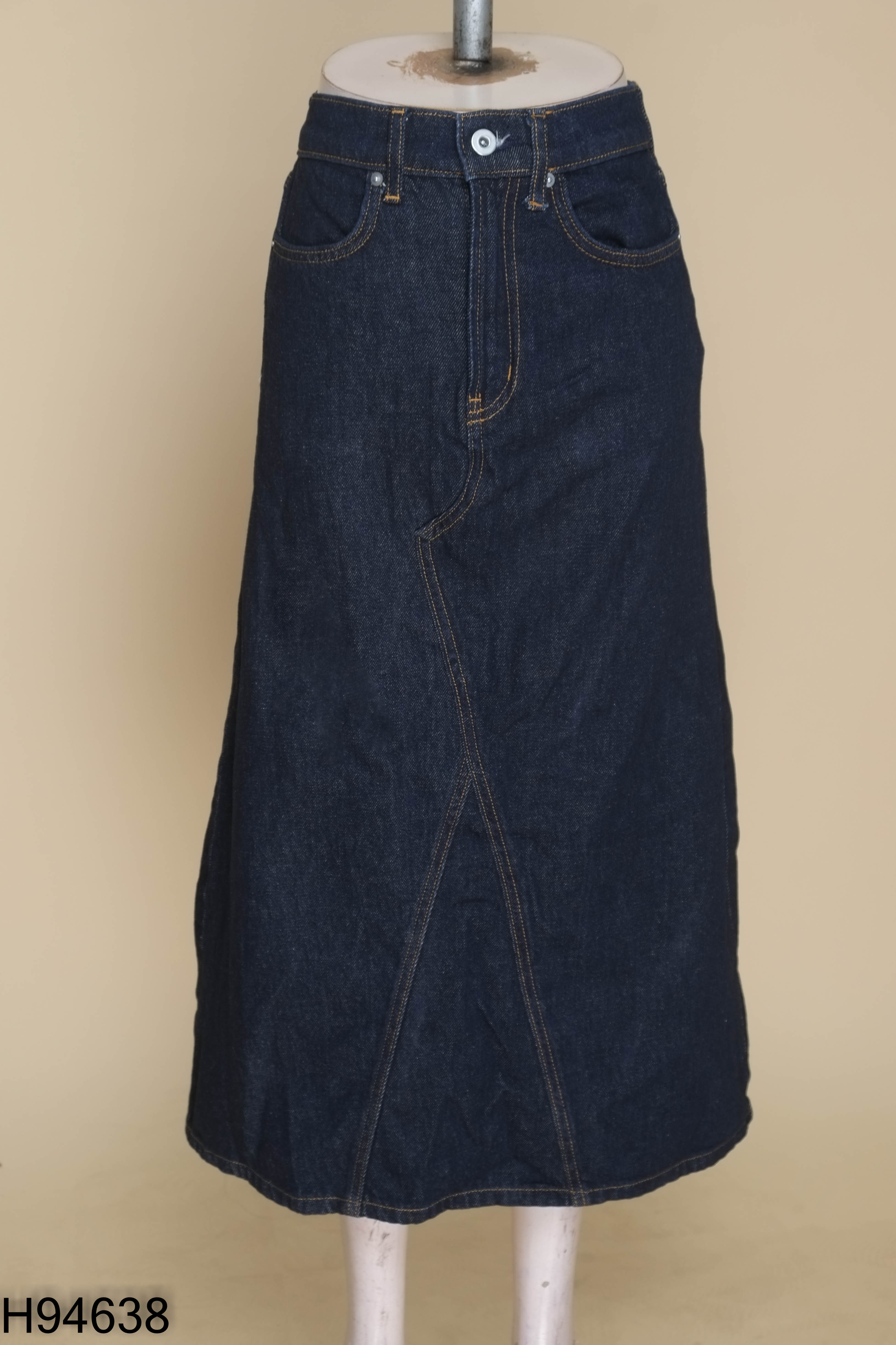 Chân váy dài jeans xanh