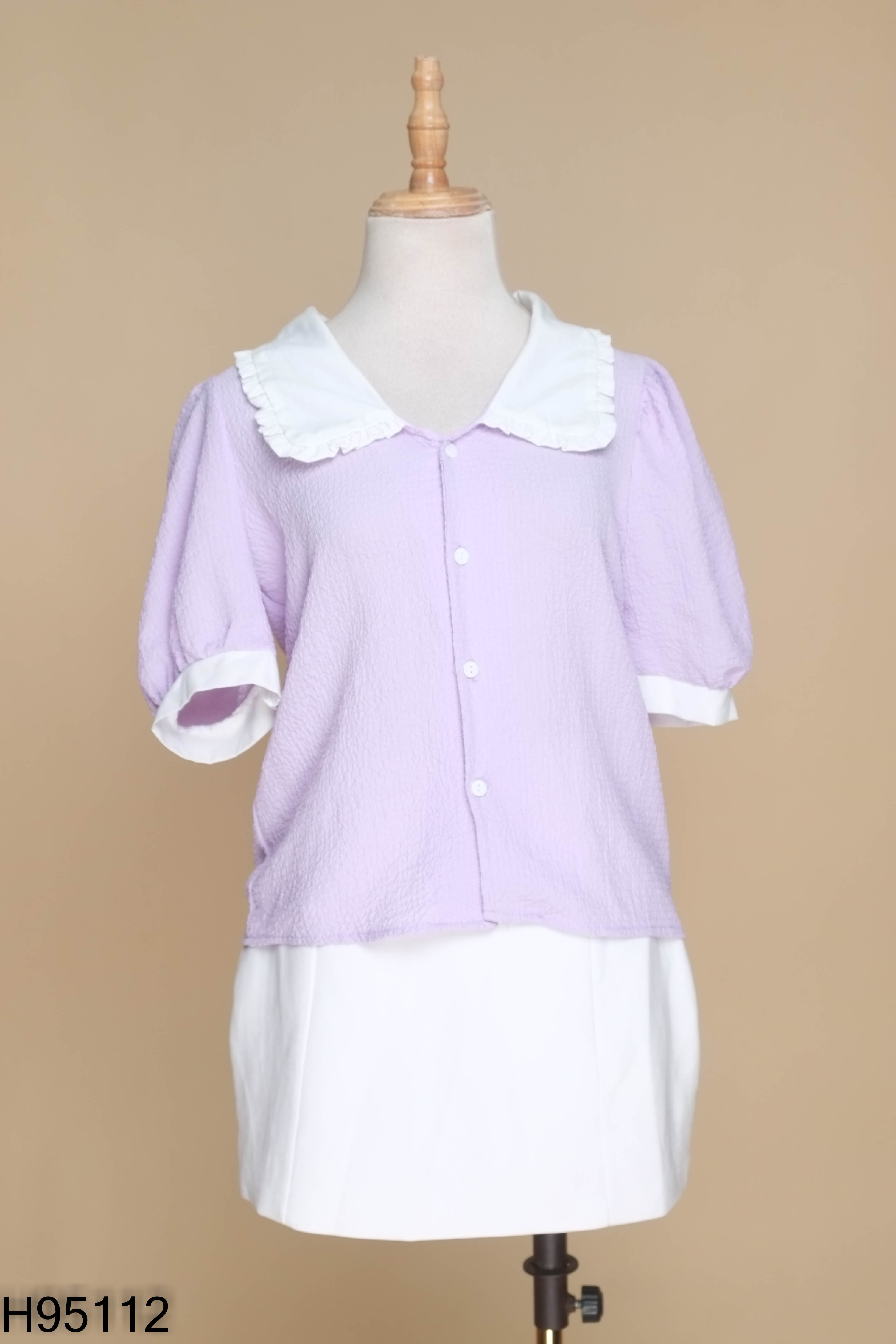 Set áo tím + chân váy trắng