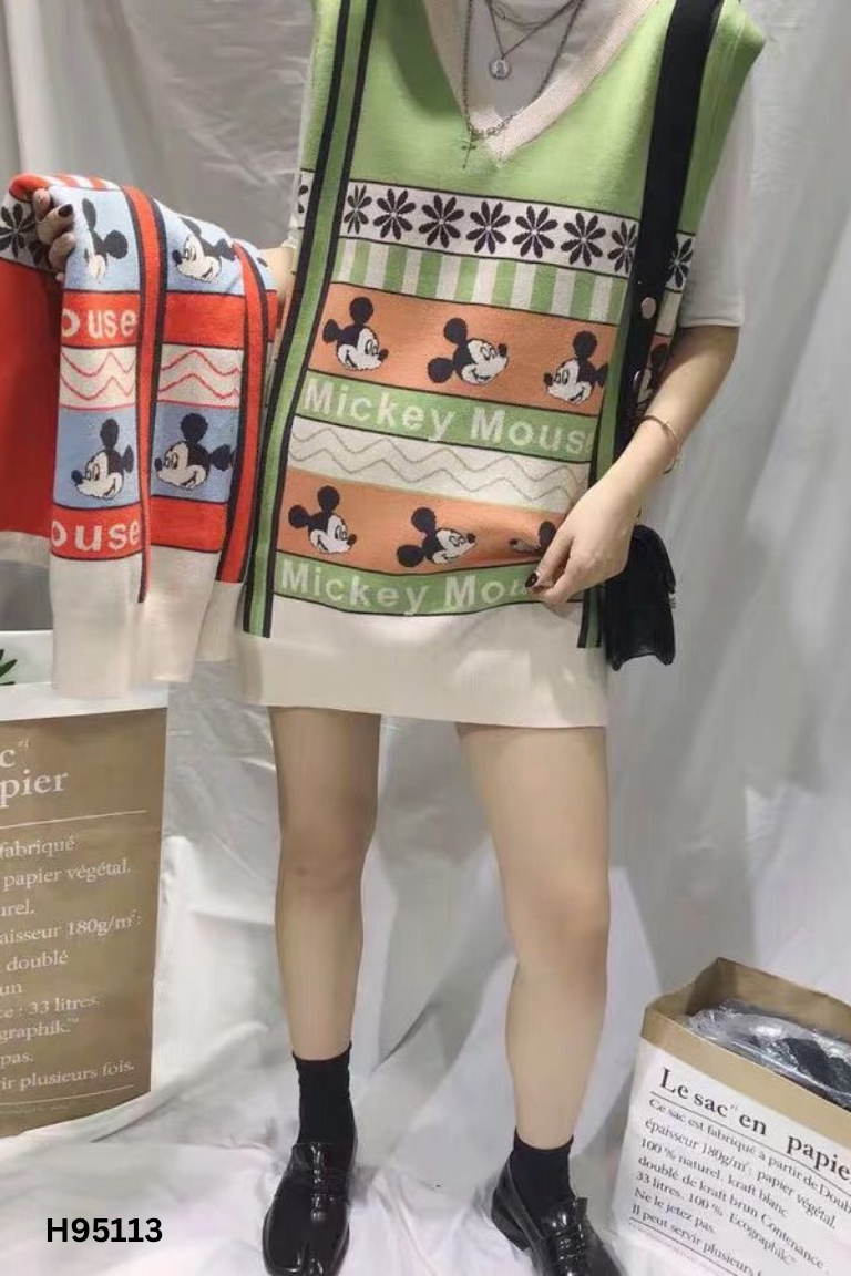 Áo gile xanh mickey